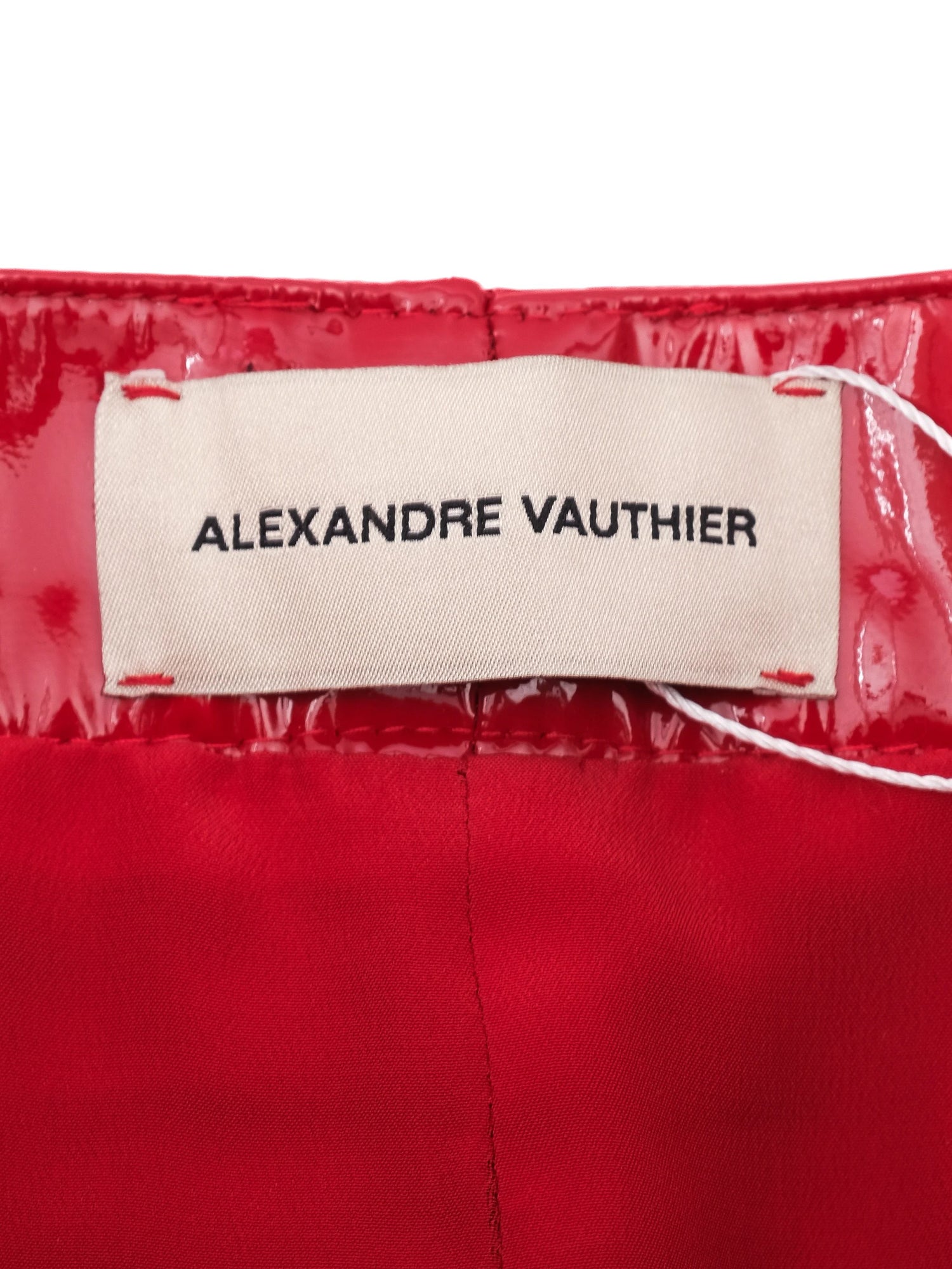 Excellent Alexandre Vauthier Red Mini Skirt Leather with Pockets