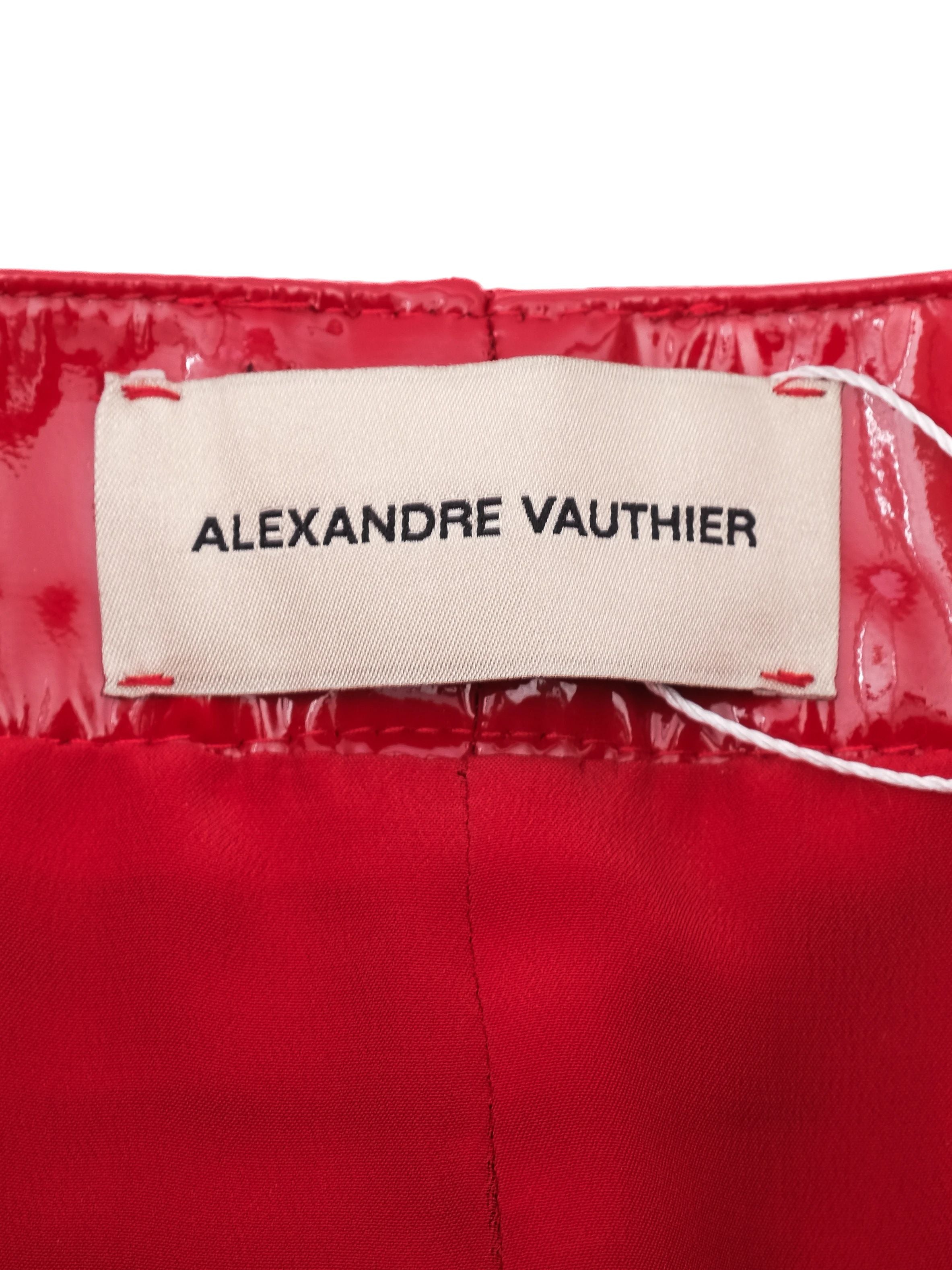Excellent Alexandre Vauthier Red Mini Skirt Leather with Pockets