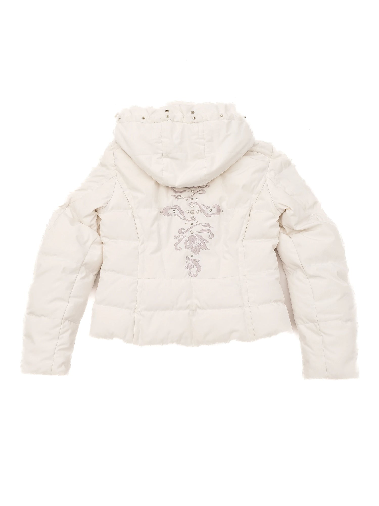 Excellent Bogner White Quilted Jacket with Hood Size M