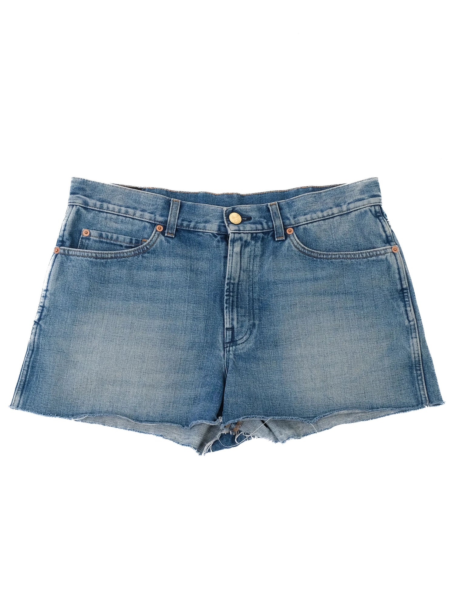 Excellent Gucci Blue Denim Shorts with Unique Pockets Size L