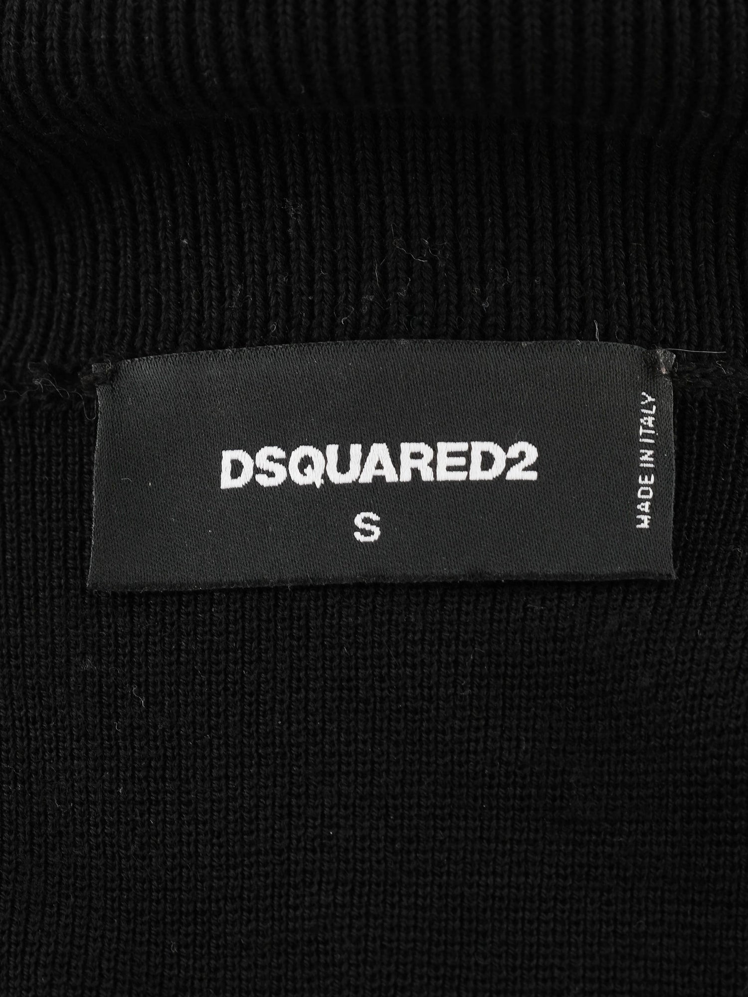 Excellent Dsquared2 Black Wool Zip-Up Jacket with Decorative Studs Size S