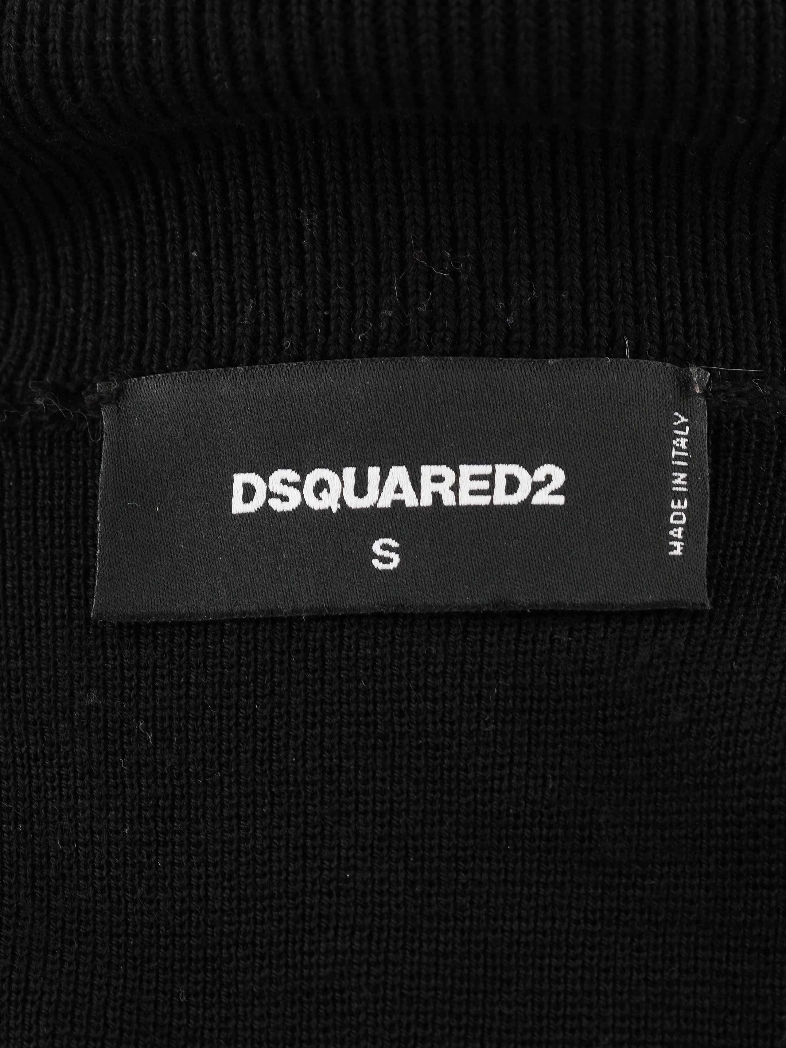 Excellent Dsquared2 Black Wool Zip-Up Jacket with Decorative Studs Size S