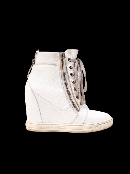 Average Condition Gianmarco Lorenzi White Leather High-Top Sneakers 36