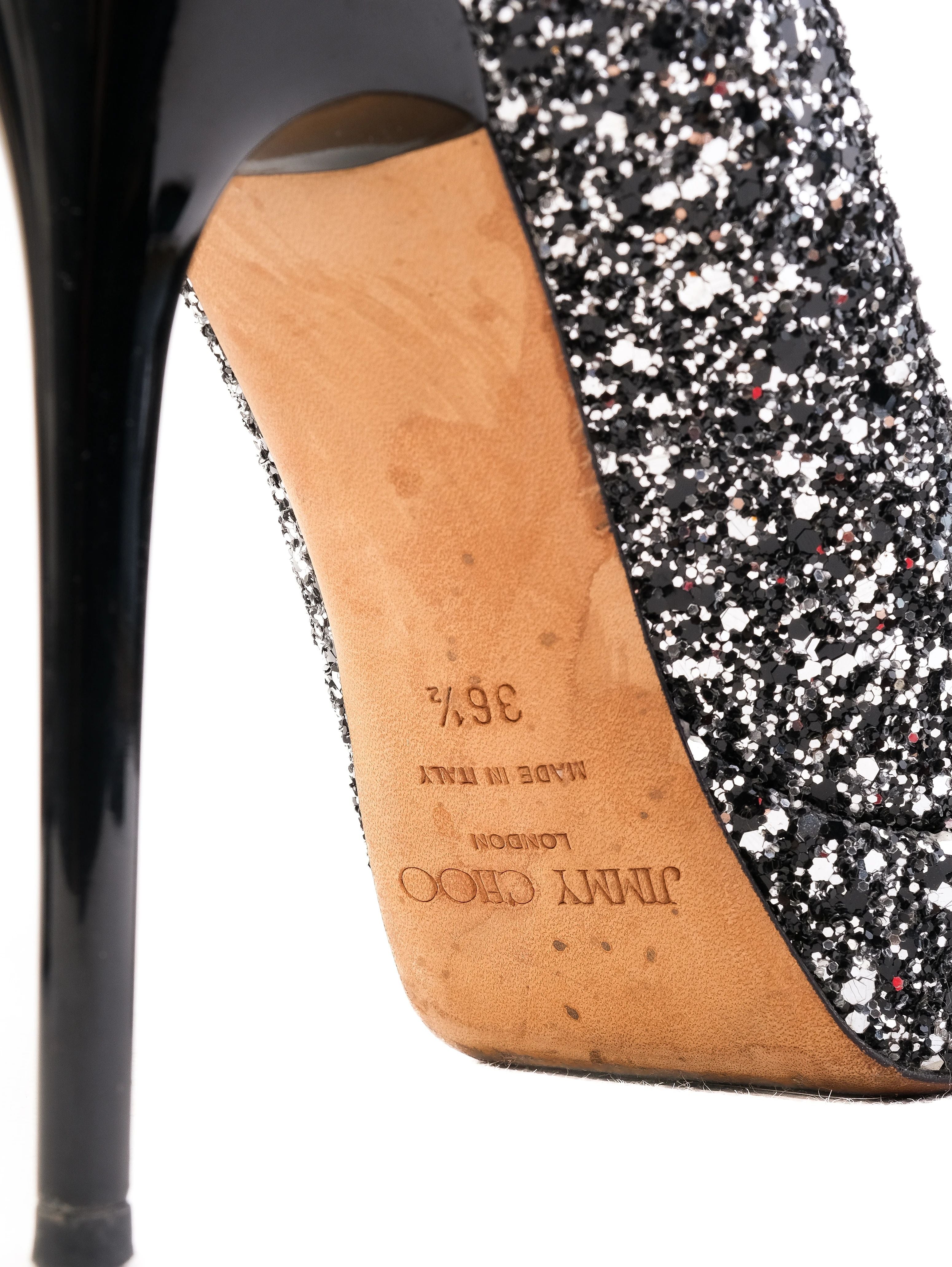 Excellent Jimmy Choo Gray Leather High-Heeled Shoes Size 36.5