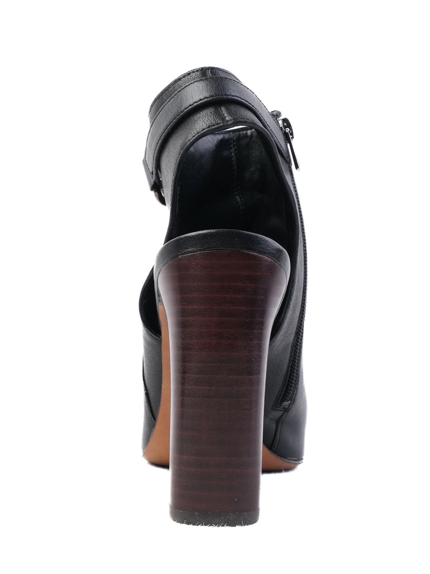 Excellent Coach Black Leather Chunky Heeled Peep Toe Shoes Size 40