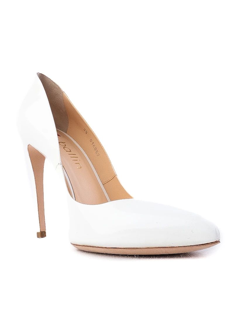 NEW Ballin White Leather High-Heeled Shoes Elegant Design