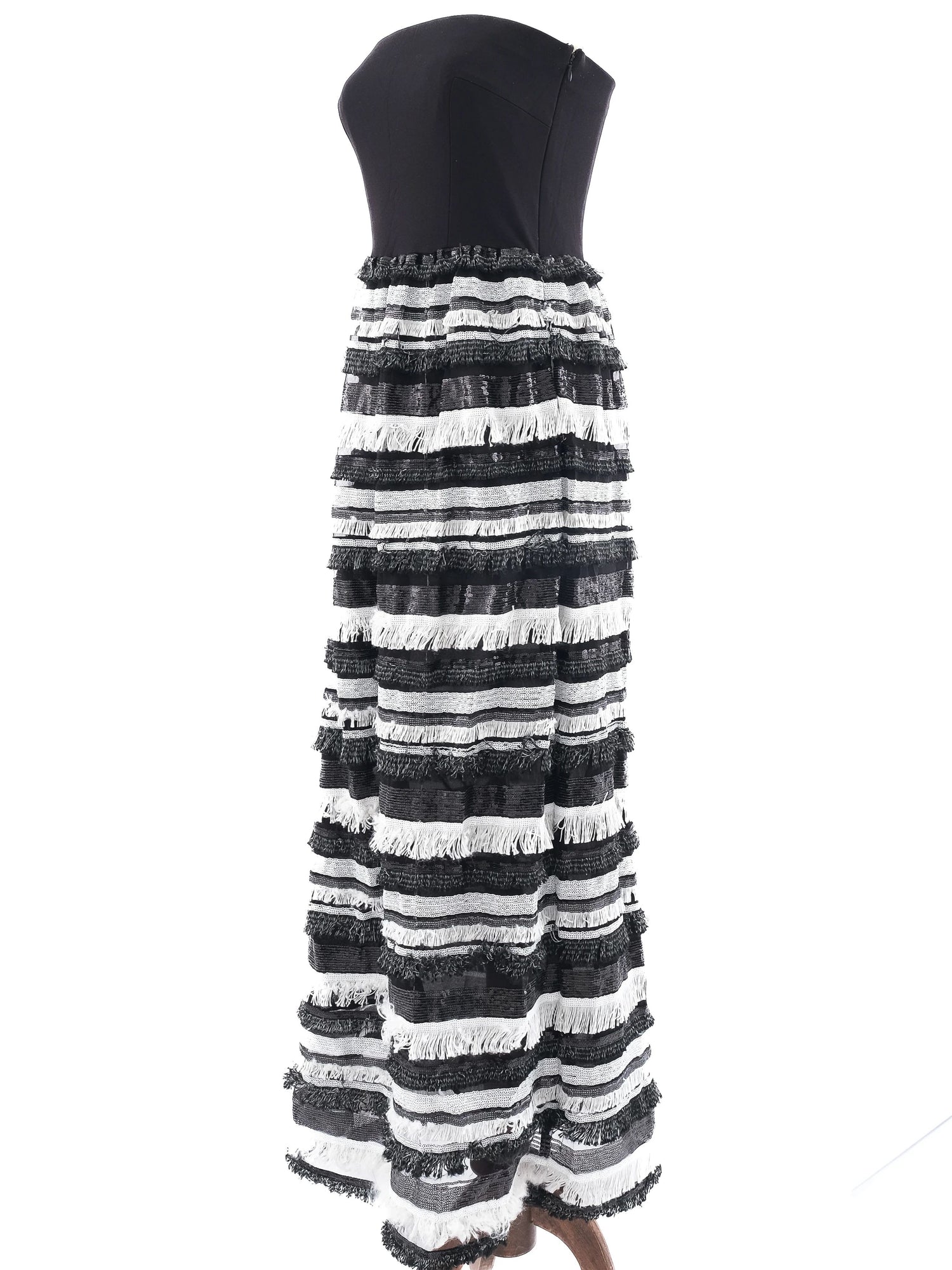 Atos Lombardini Strapless Dress Black White Size L Excellent Condition