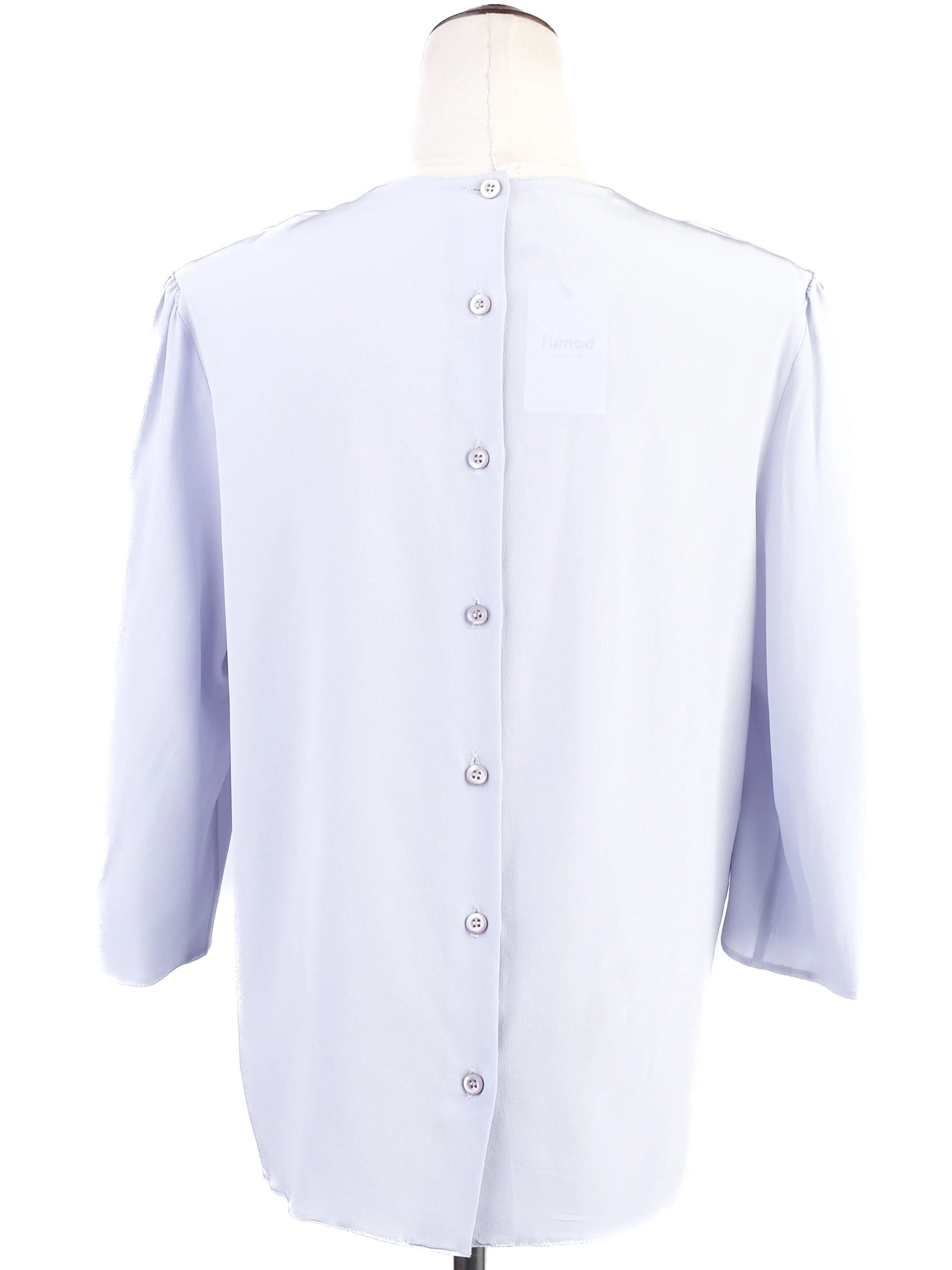Excellent Prada Gray Silk Blouse Size L with Button-Up Back