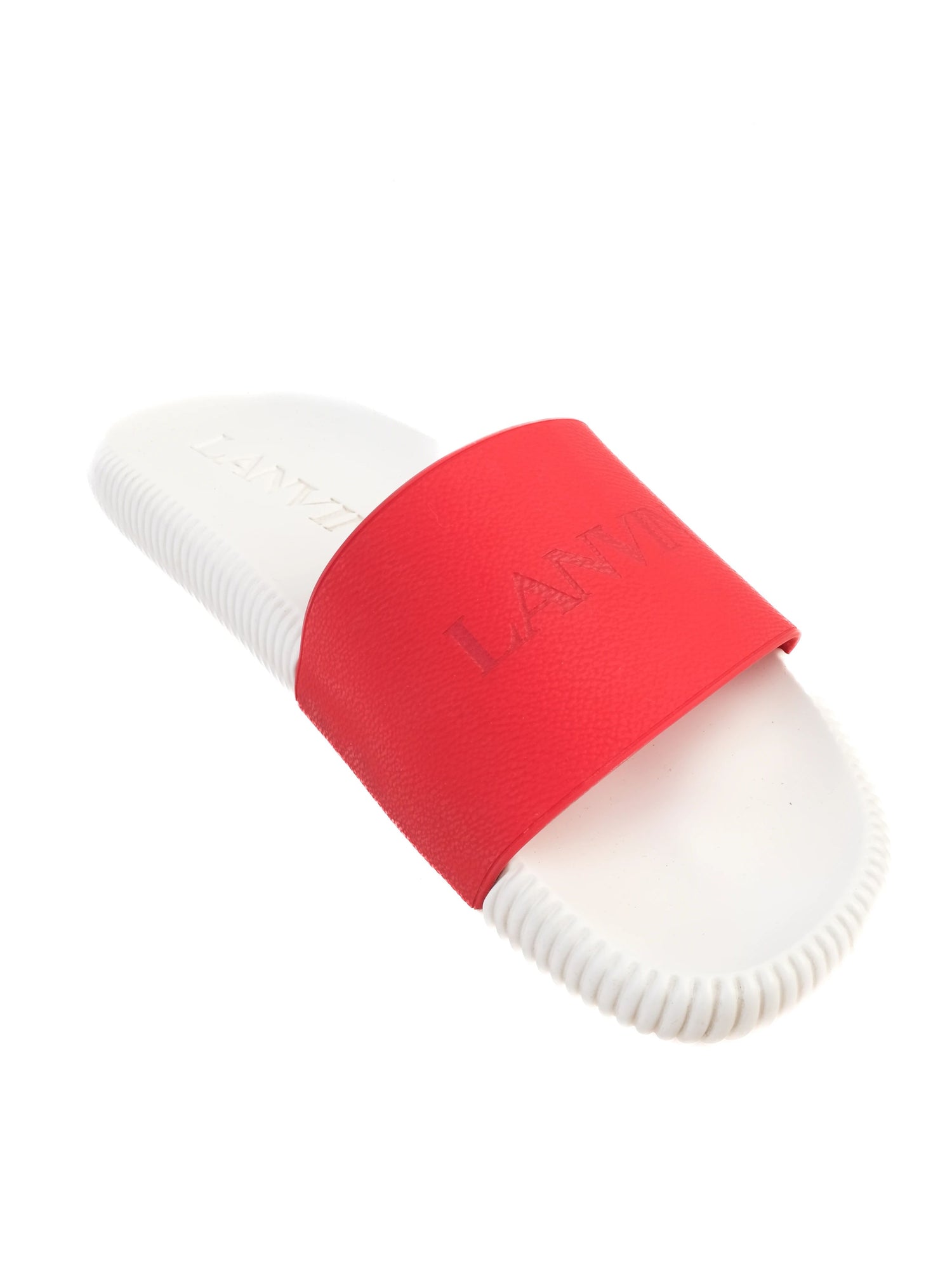 Excellent Lanvin Red and White Slide Sandals Size 40 for Men