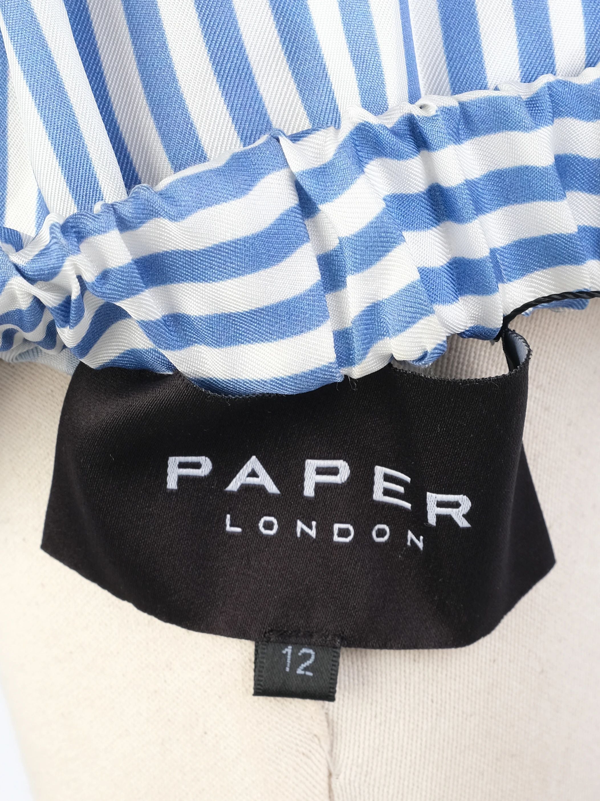 Excellent Paper London Blue Silk Striped Halter Neck Dress Size XXL