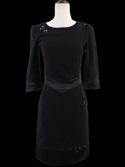 EXCELLENT Moschino Black Triacetate Dress XS with Embellishments