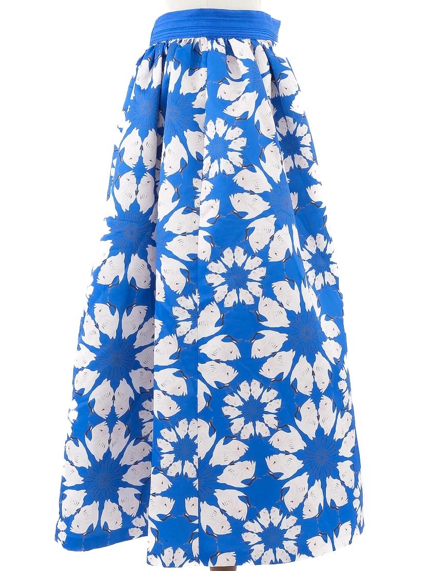 Alice+Olivia Floral Patterned Skirt Blue Size S Excellent Condition