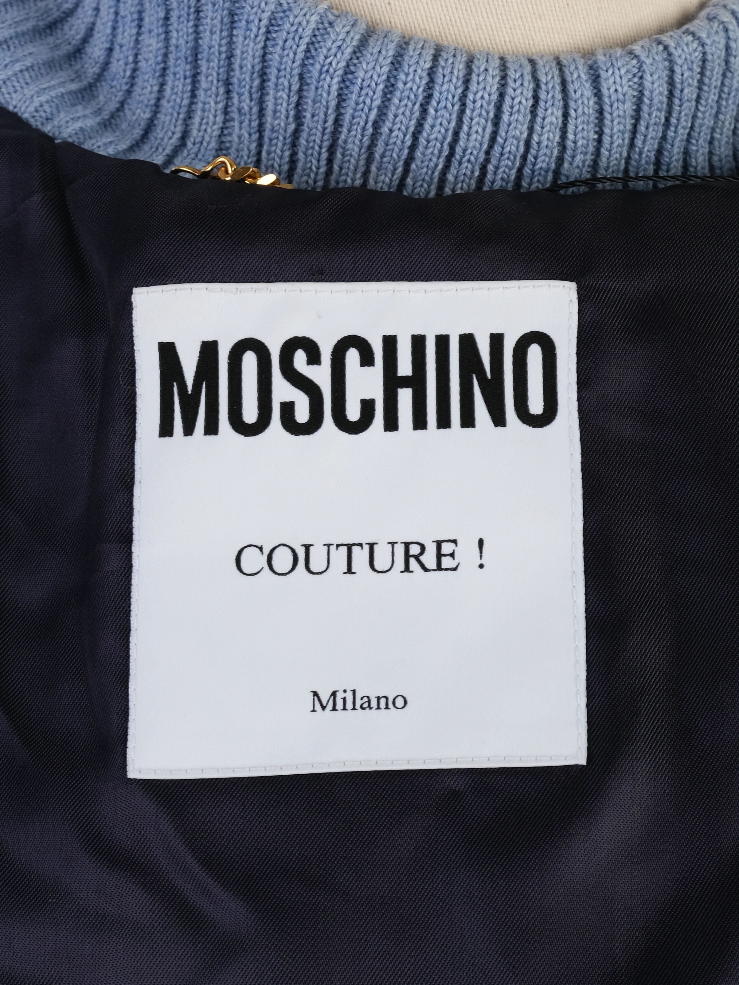 Excellent Moschino Blue Quilted Denim Jacket & Skirt Set