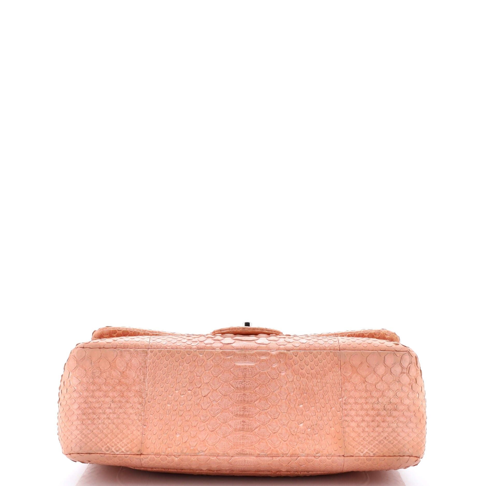 Chanel Classic Double Flap Bag Matte Python Jumbo