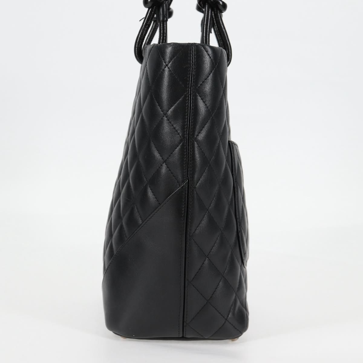 Chanel Matelasse Cambon Line Coco Mark Tote Bag Lambskin Black Cc Auth