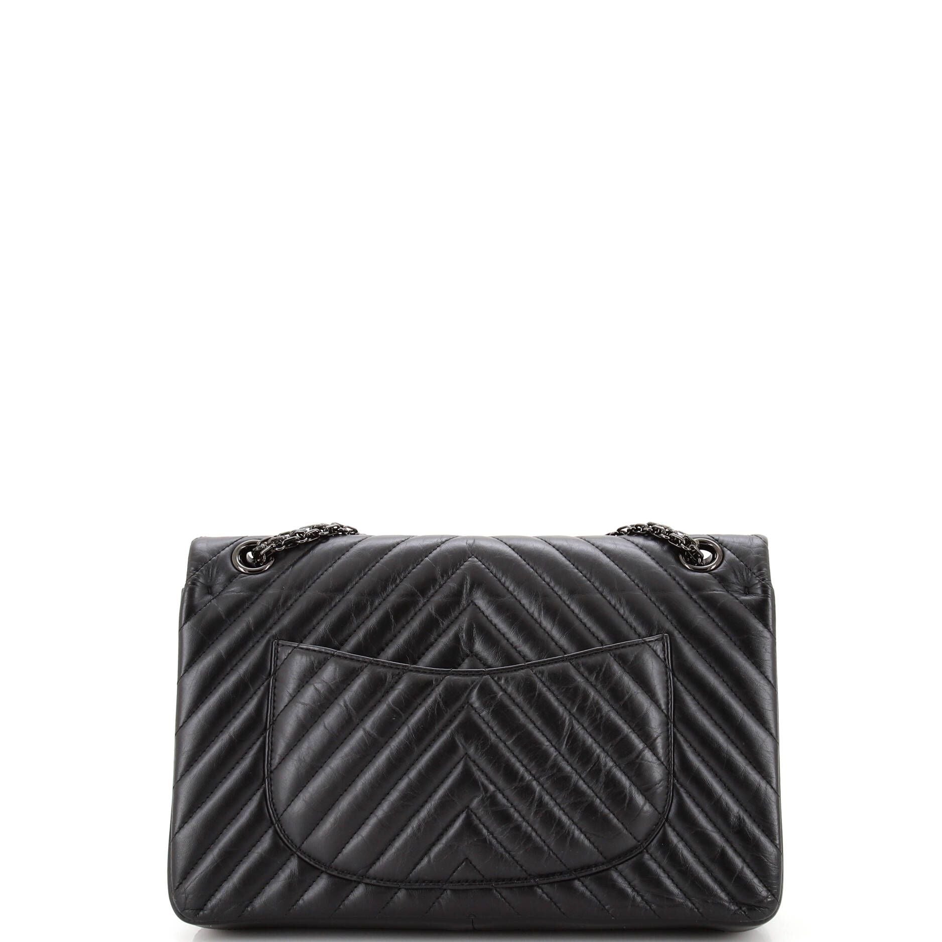 Chanel So Black Reissue 2.55 Flap Bag Chevron Aged Calfskin 226