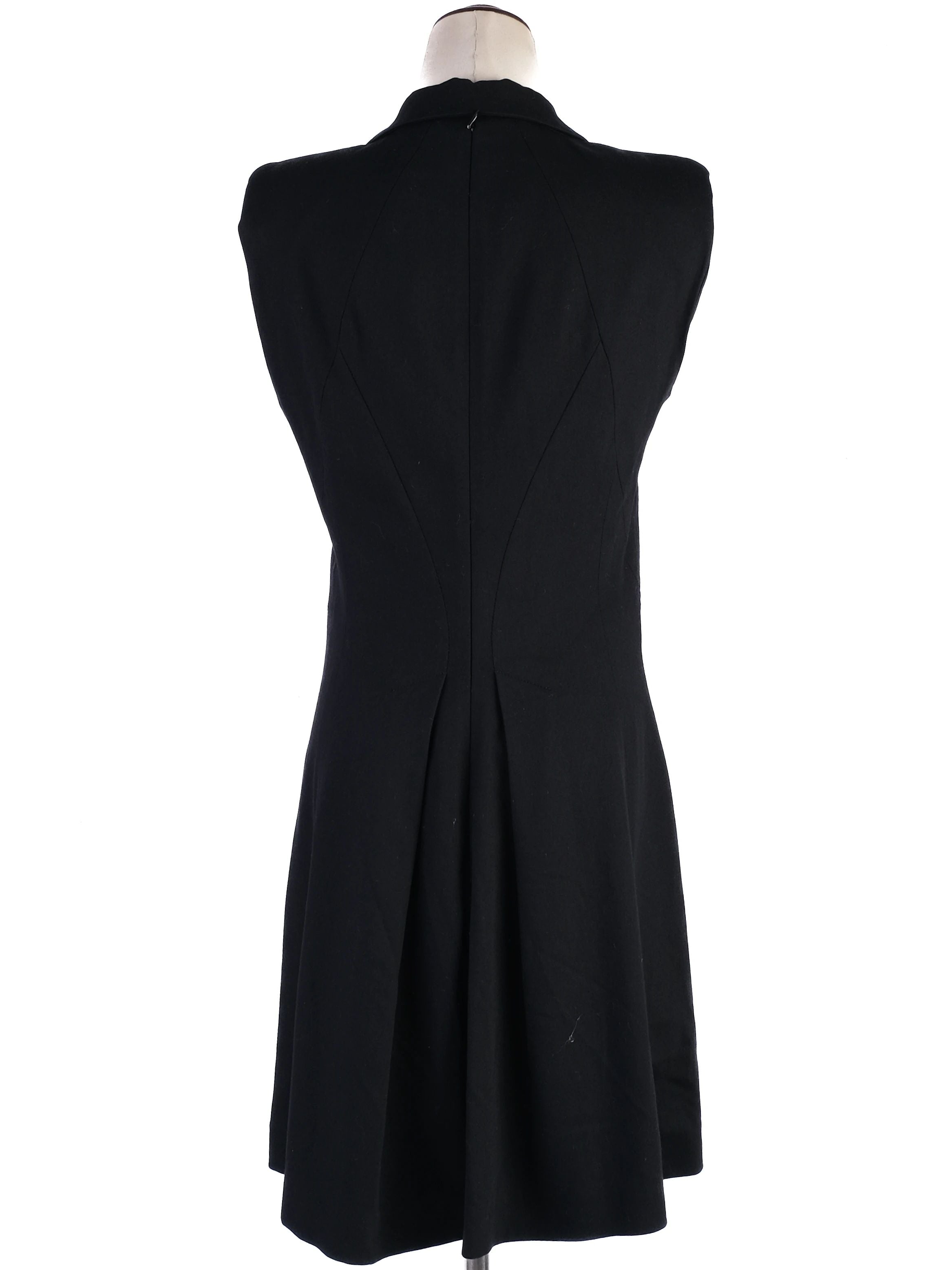 Excellent Alexander McQueen Black Wool Dress Size M Double-Breasted