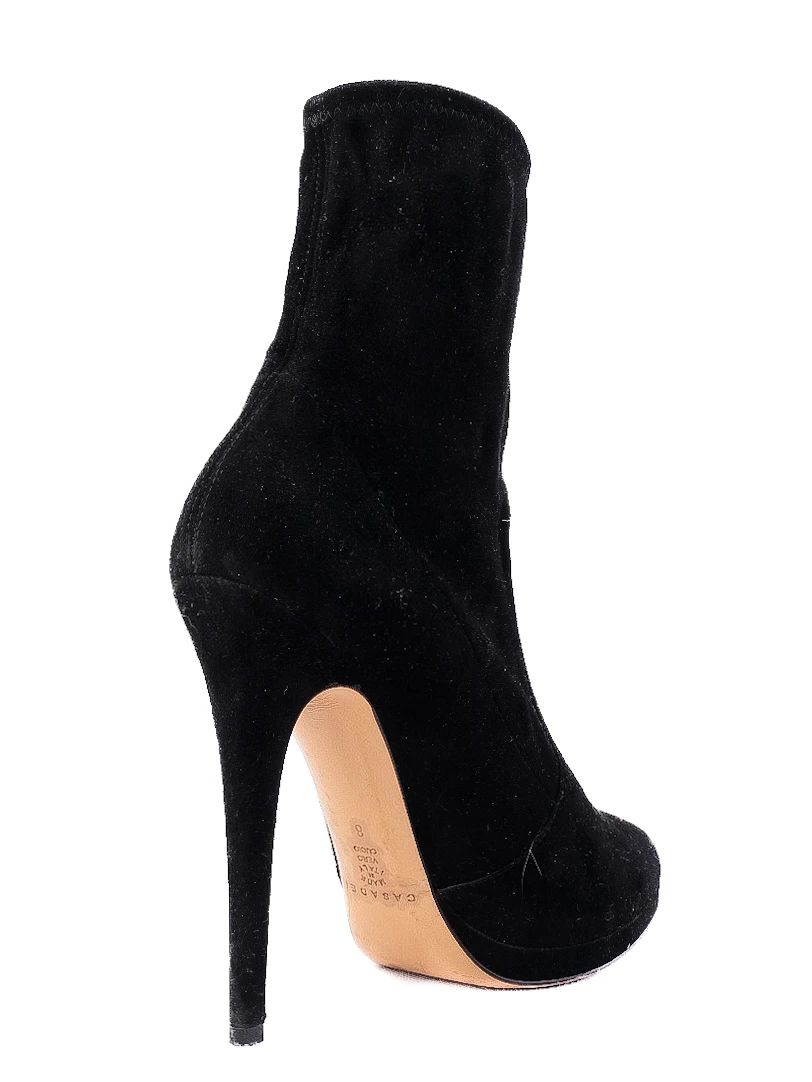 Excellent Casadei Black Genuine Suede High-Heeled Ankle Boots Size N/A