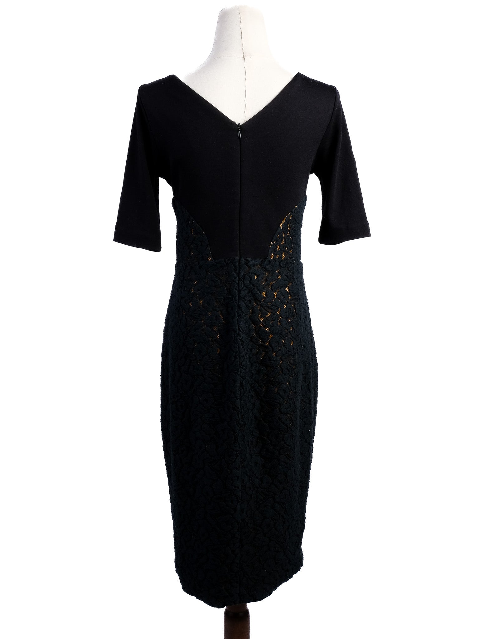 Excellent VDP Black Wool Dress Size L with Embellishments