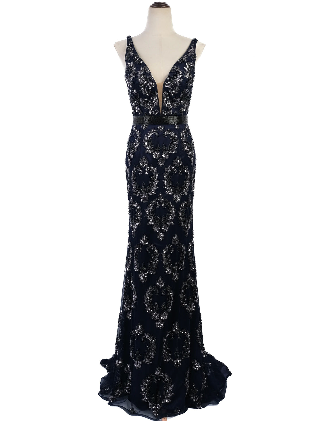 Excellent Sherri Hill Blue Gown with Silver Embellishments Size N/A