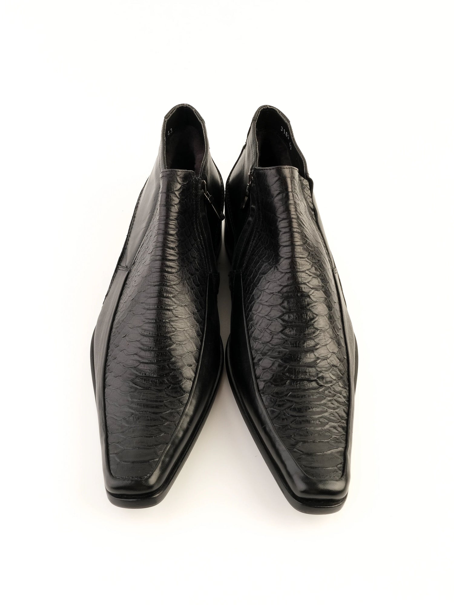 Lorenzi Black Leather Shoes Size 43 with Side Zipper - Perfect Condition