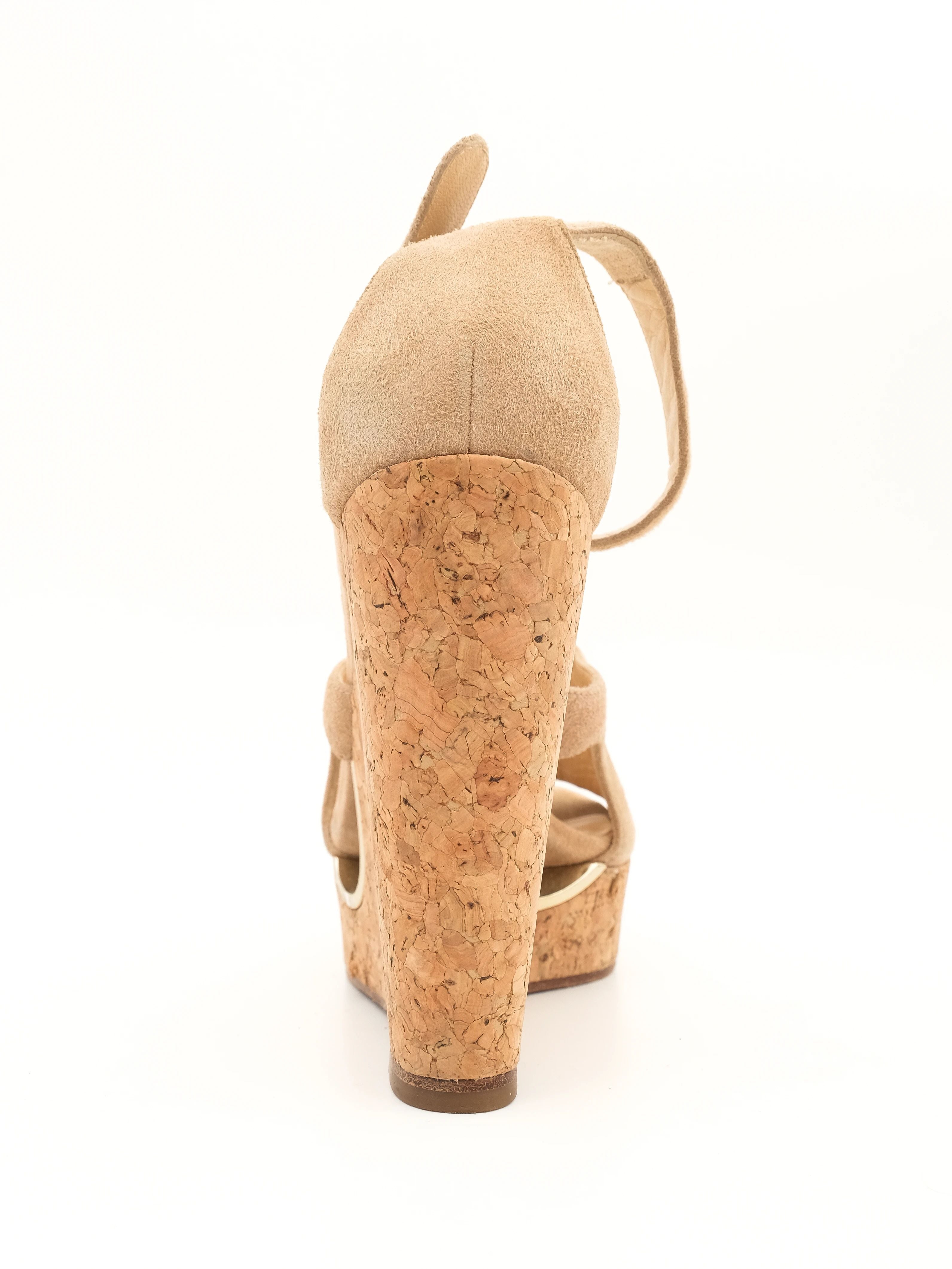 Excellent Jimmy Choo Orange Suede Wedge Sandals Size 34