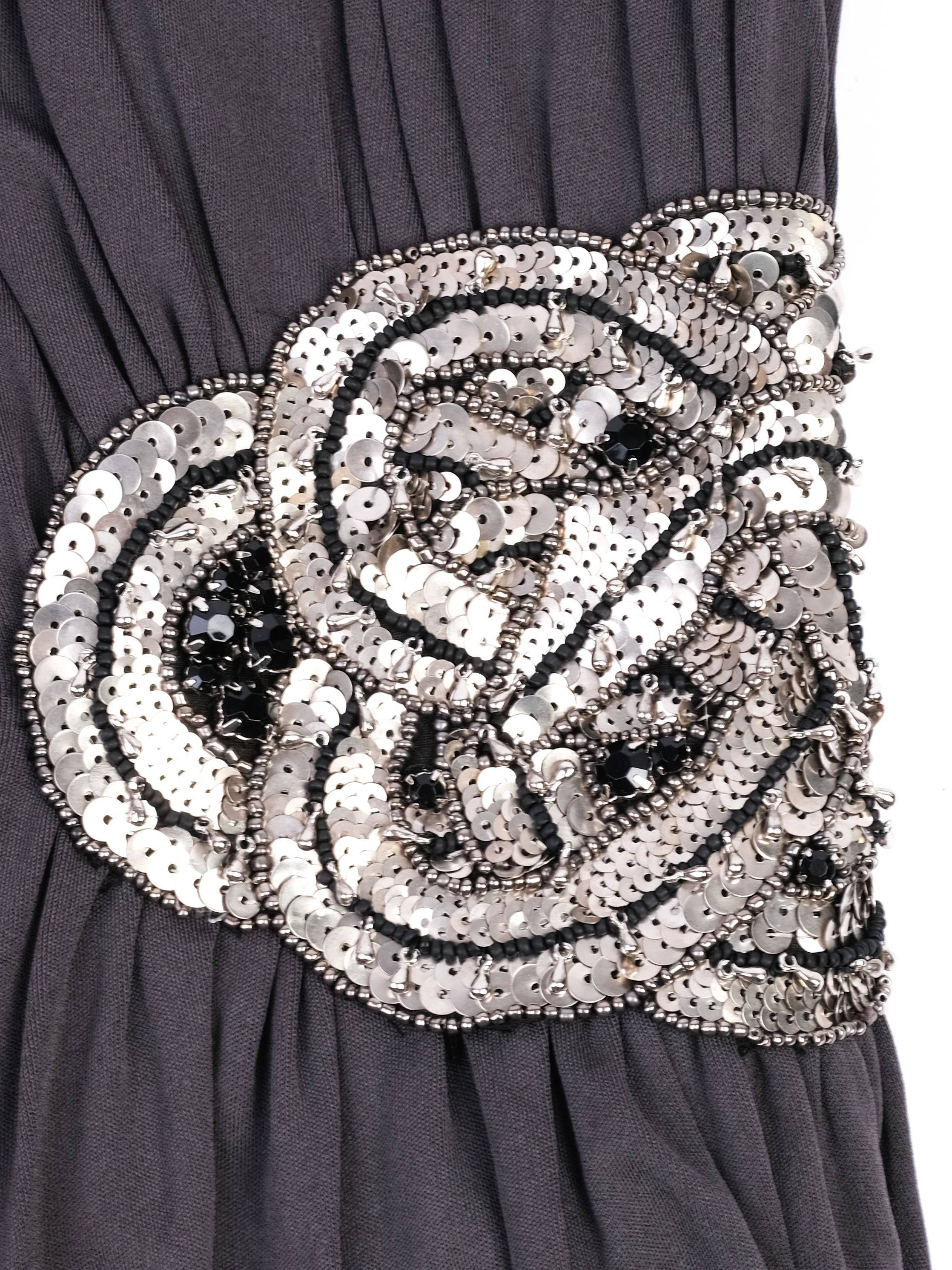 Excellent Jay AHR Gray Strapless Pleated Dress Size S with Sequins