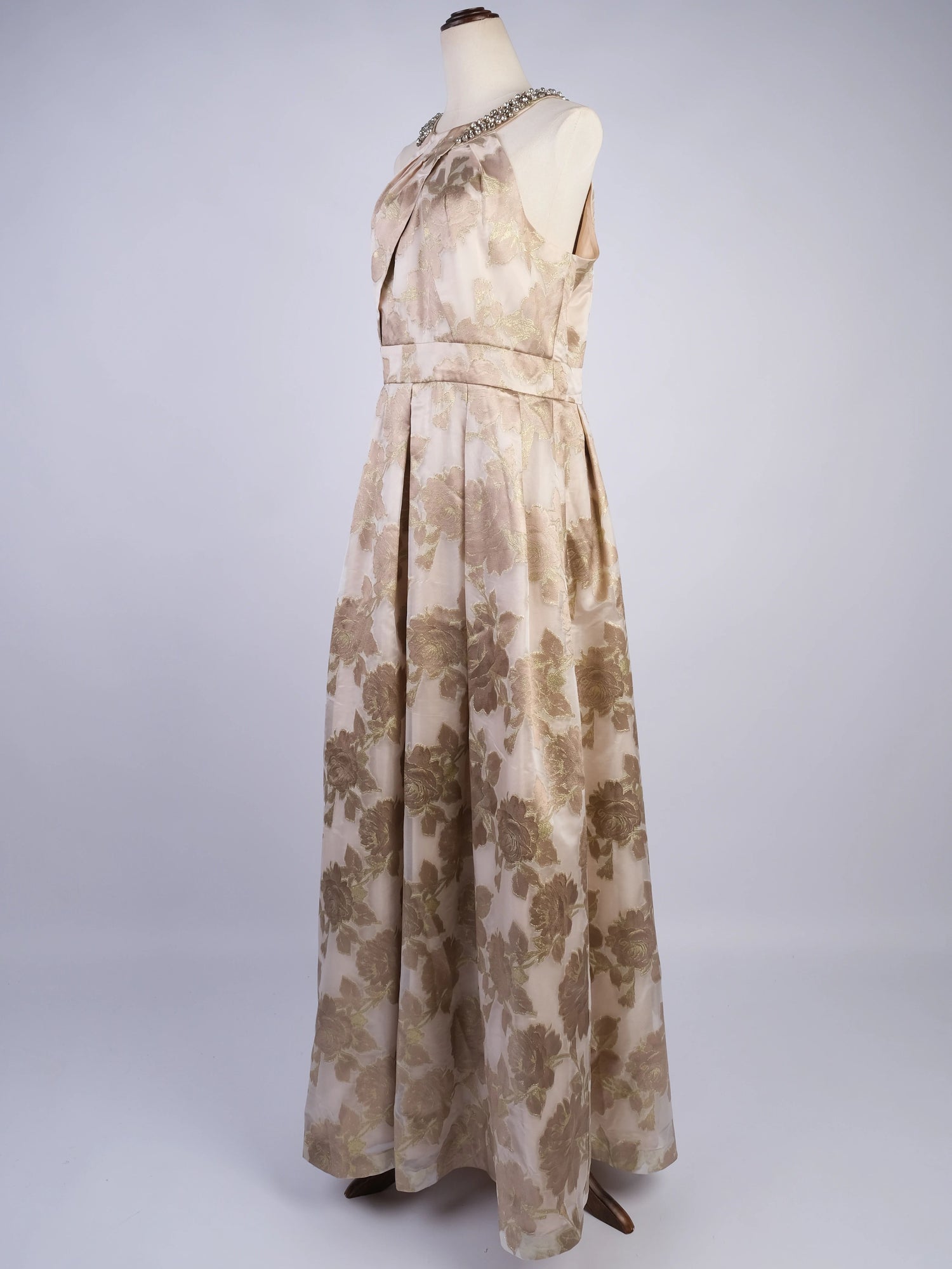 Excellent DKNY Pink Floral Gown Polyester Sleeveless Size N/A
