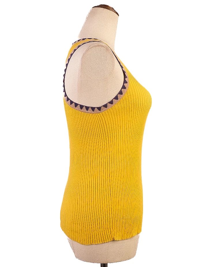 Excellent Etro Yellow Cotton Ribbed Sleeveless Top Size M