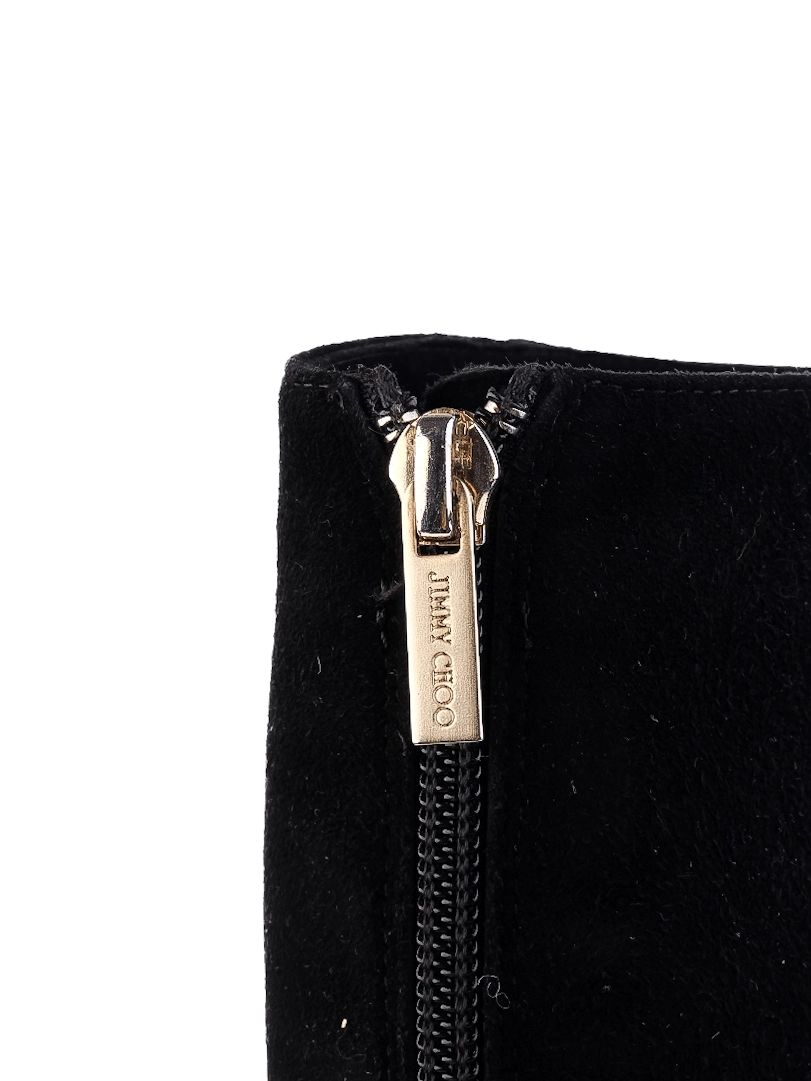 Excellent Jimmy Choo Black Genuine Suede High-Heeled Boots Size 37.5