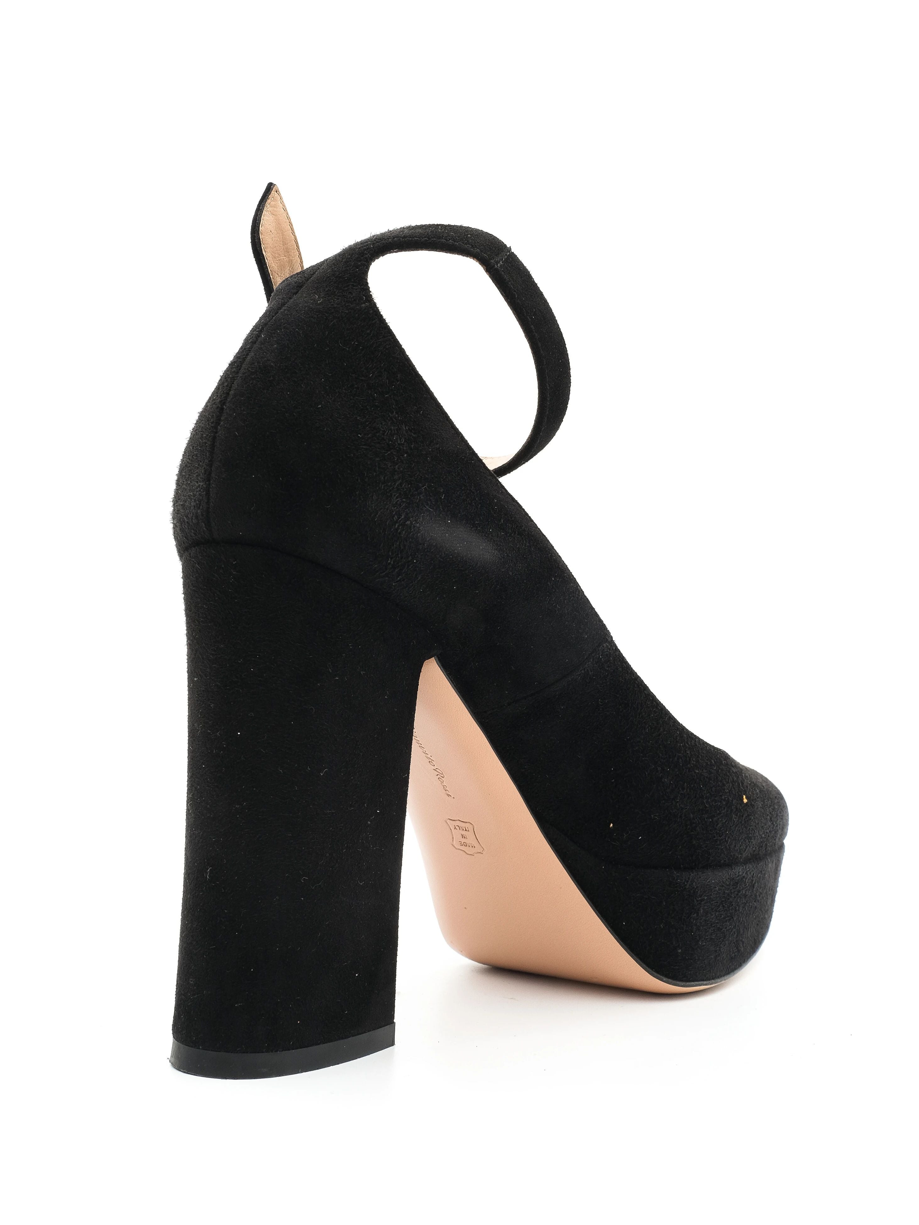 EXCELLENT Gianvito Rossi Black Suede Ankle Strap Platform Shoes Size 37.5