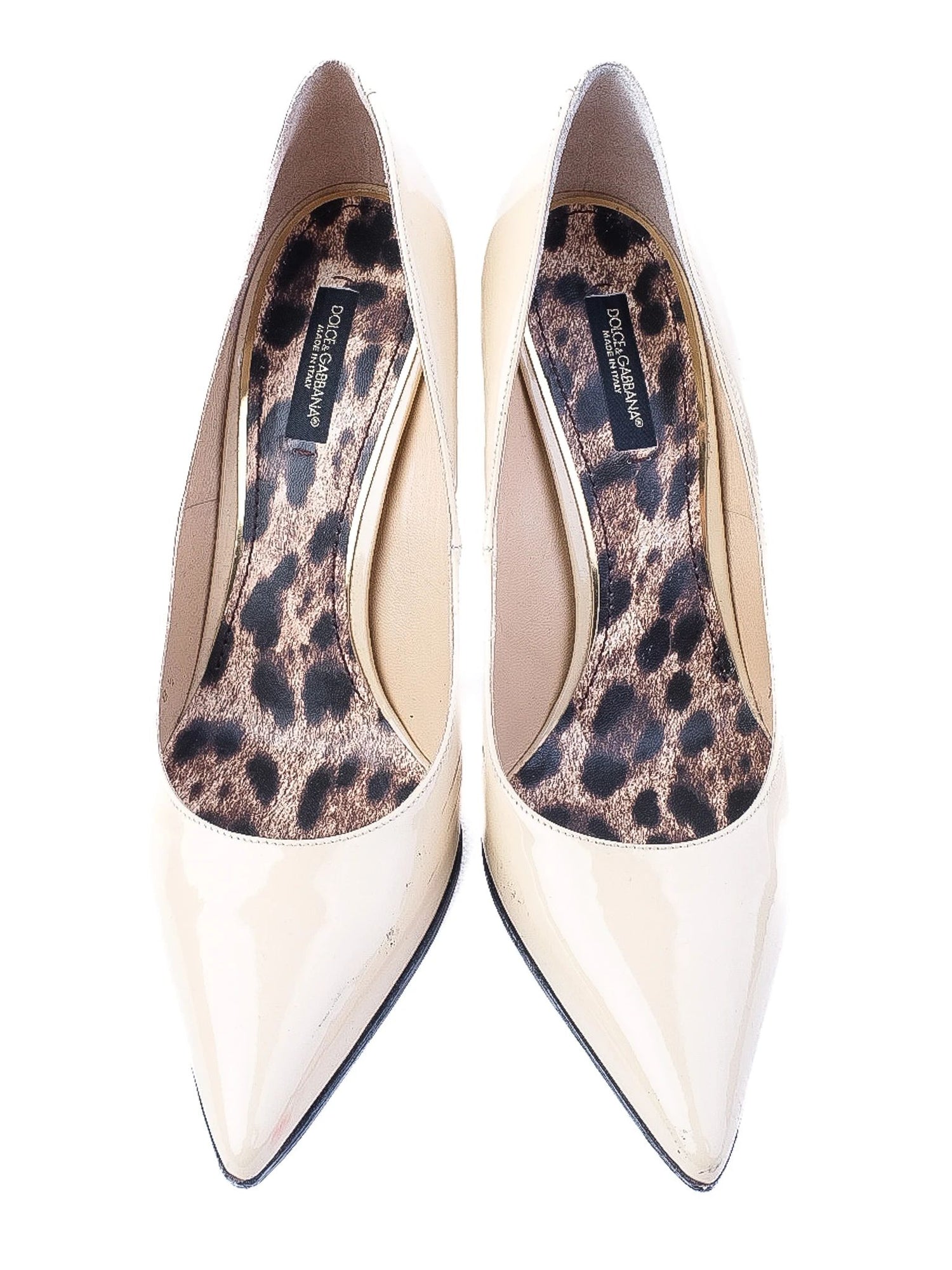 Excellent Dolce Gabbana White Leather High-Heeled Shoes Size 38.5