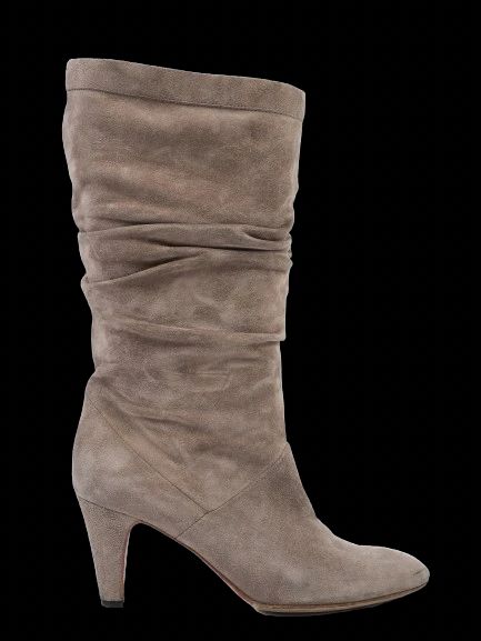 Excellent Brian Atwood Gray Leather Slouchy High-Heeled Boots Size 39