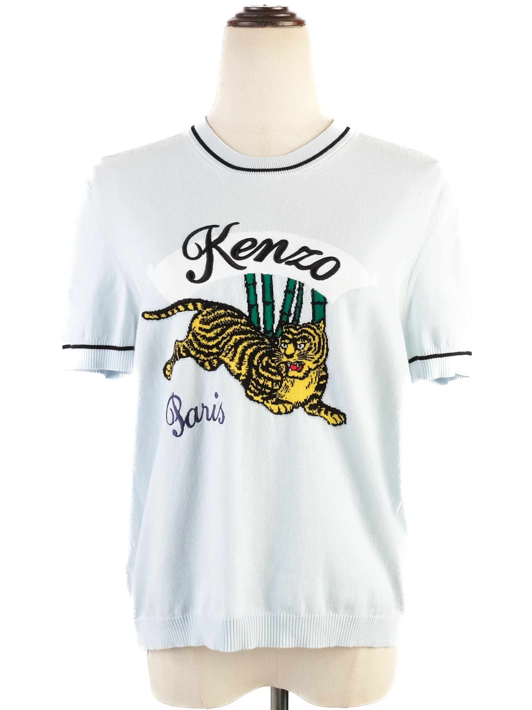 Excellent Kenzo Blue Tiger Design Sweater Size M