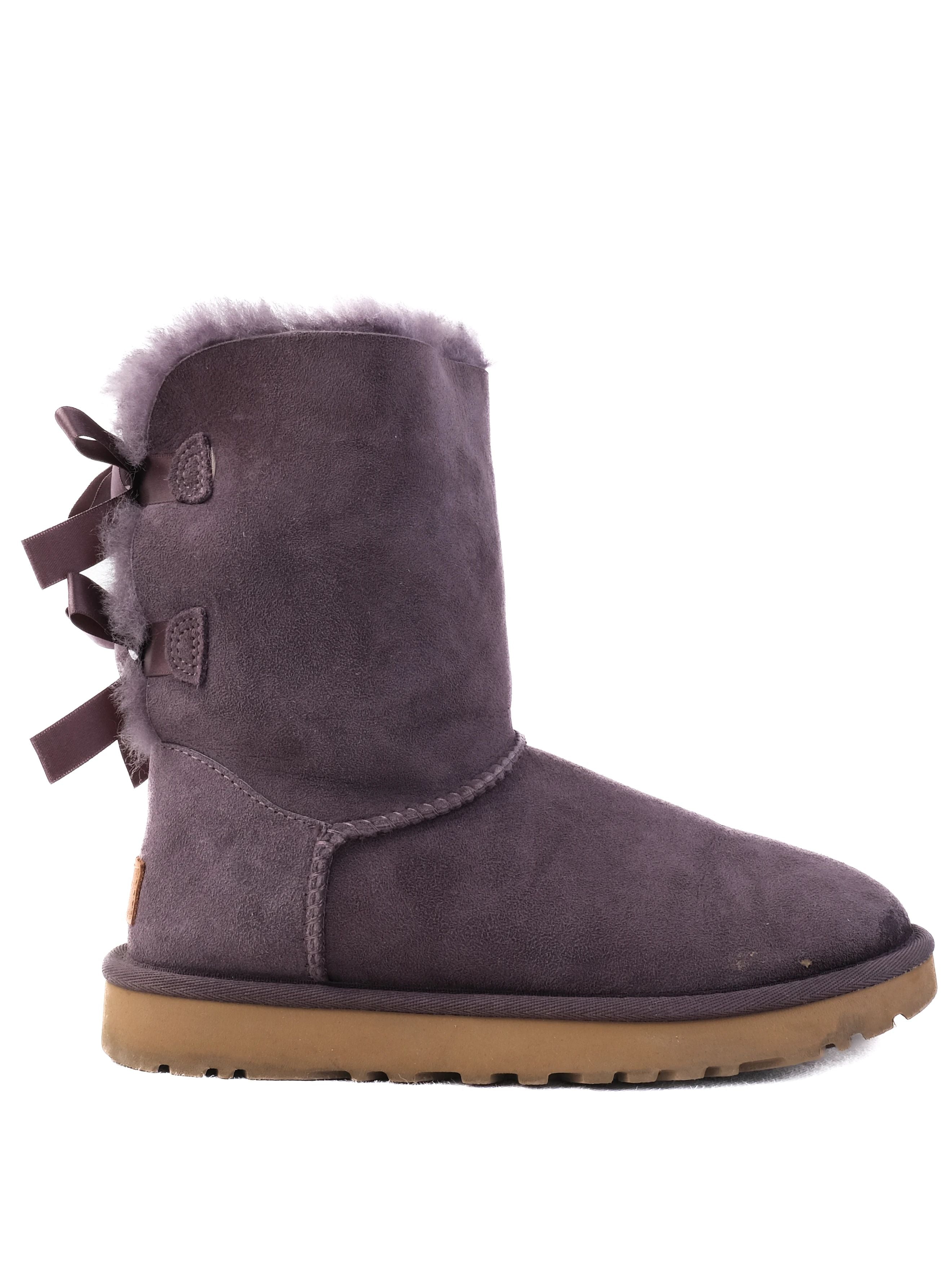 Excellent Ugg Purple Leather Boots with Fluffy Lining Size 37