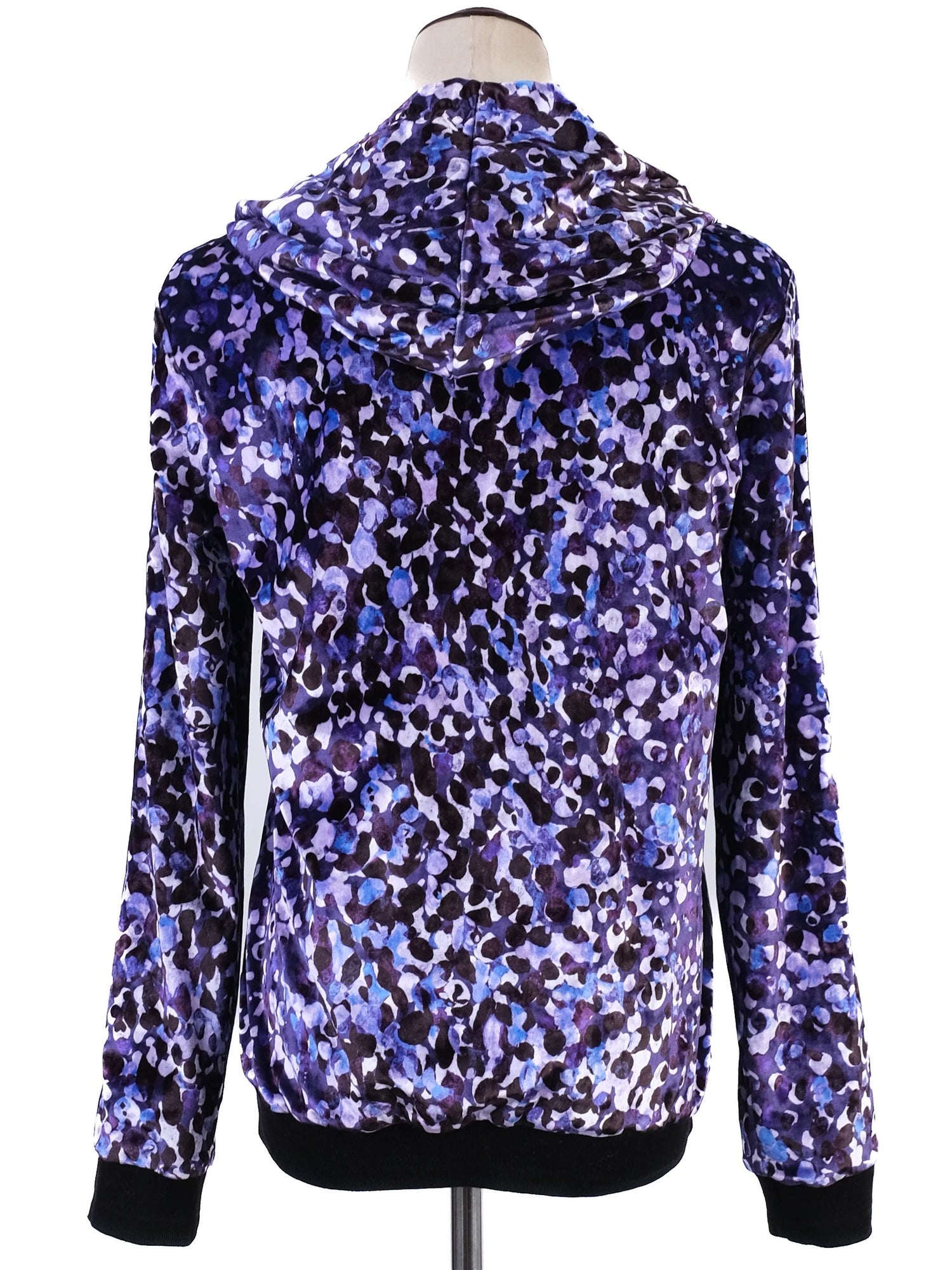 Excellent Roberto Cavalli Hooded Jacket Purple Black Size M