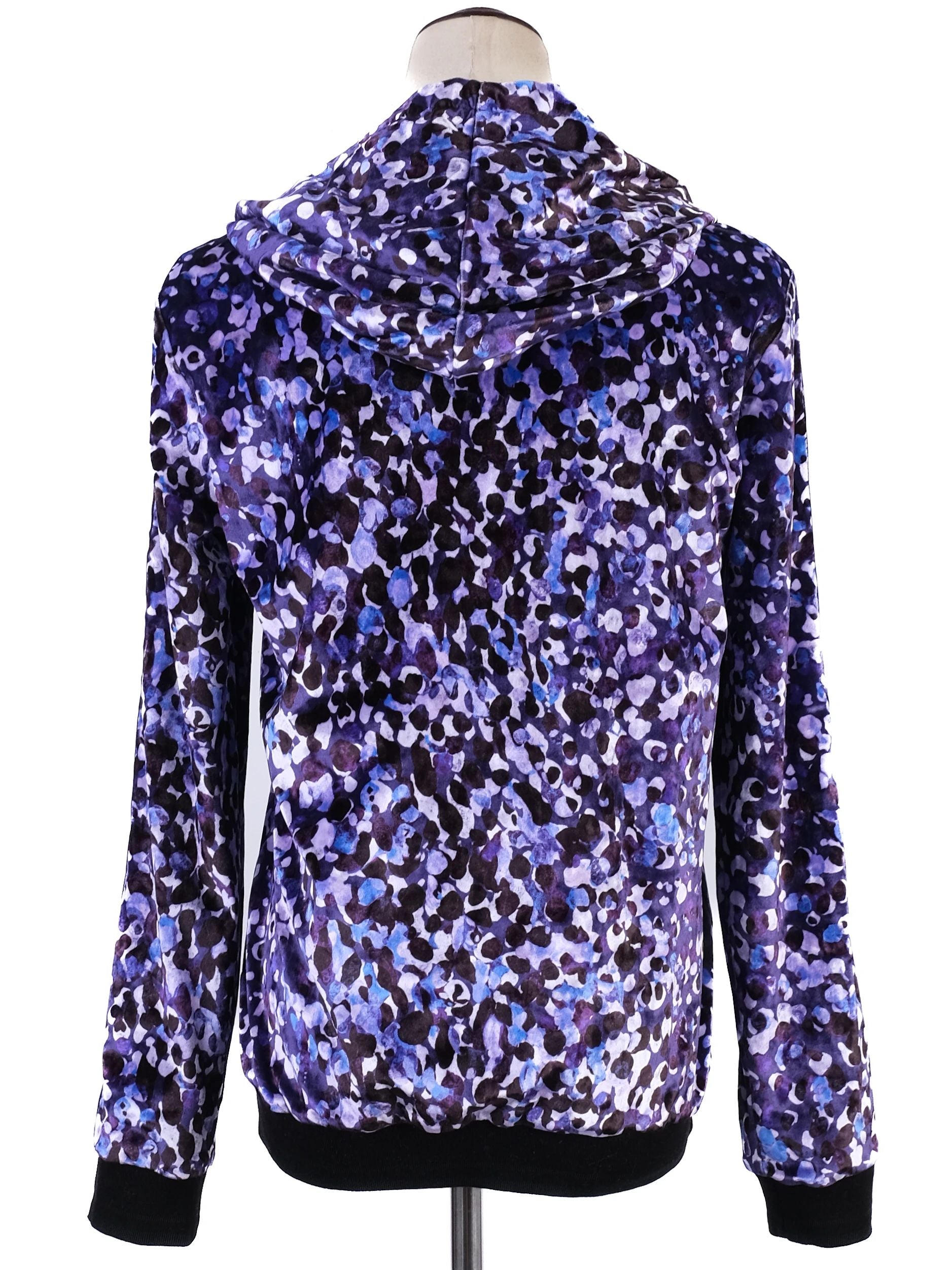 Excellent Roberto Cavalli Hooded Jacket Purple Black Size M