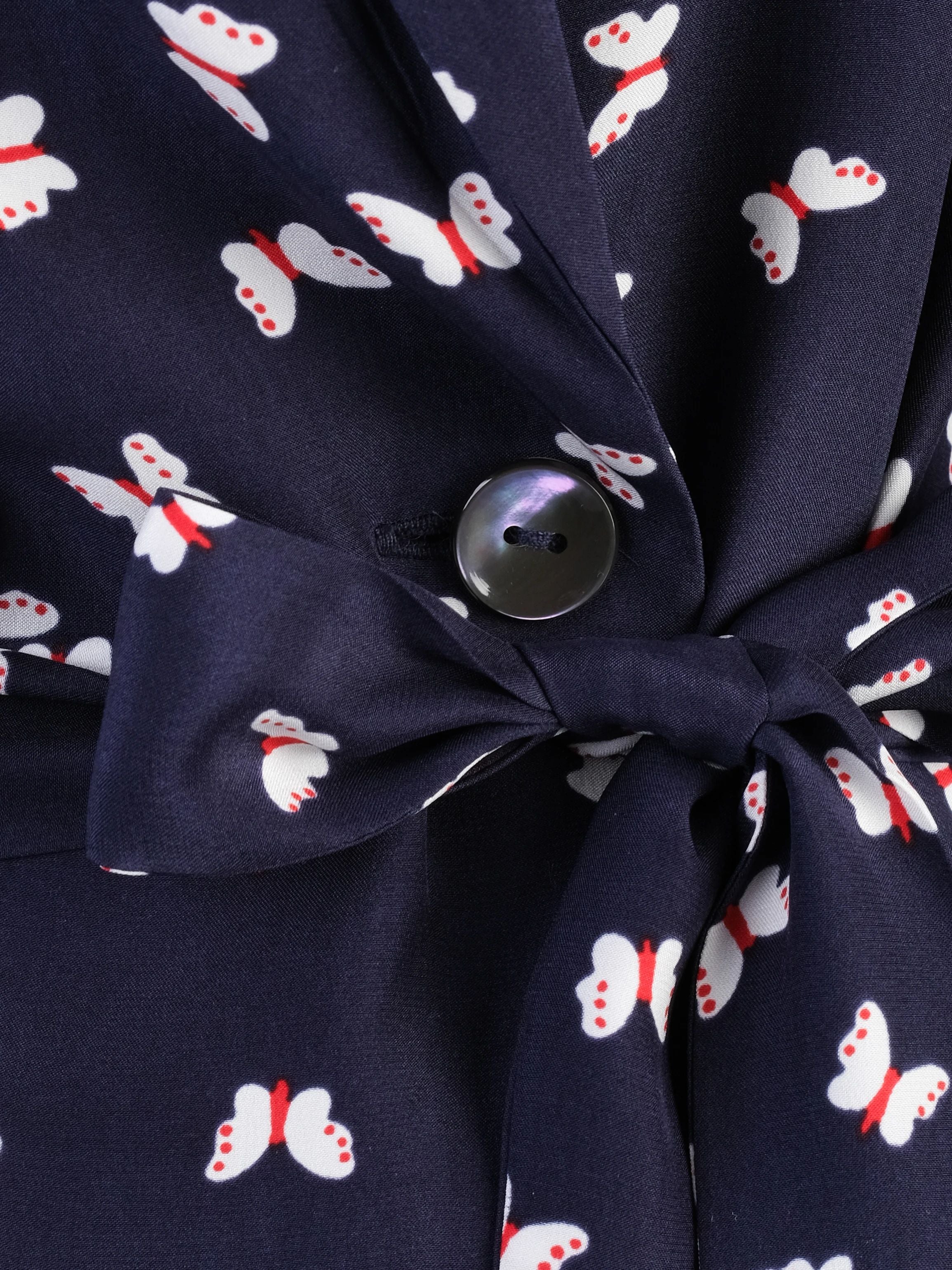 Excellent P.A.R.O.S.H. Silk Robe Butterfly Pattern Dark Blue Women