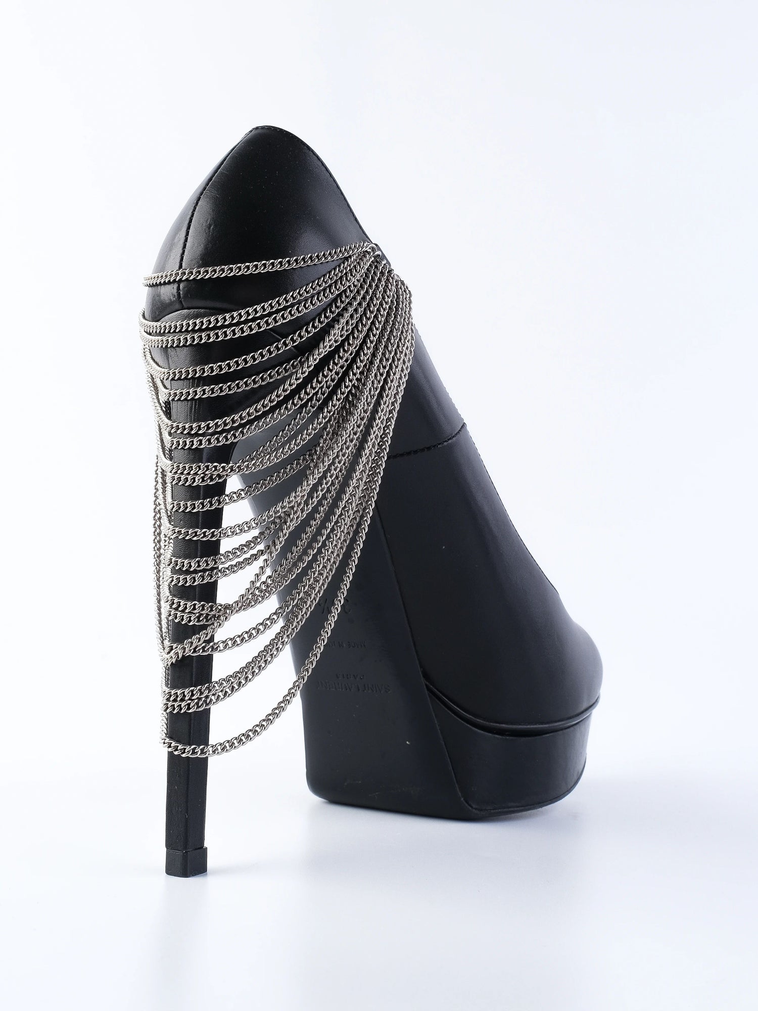 Excellent Yves Saint Laurent Black Leather High-Heeled Shoes Size 39.5