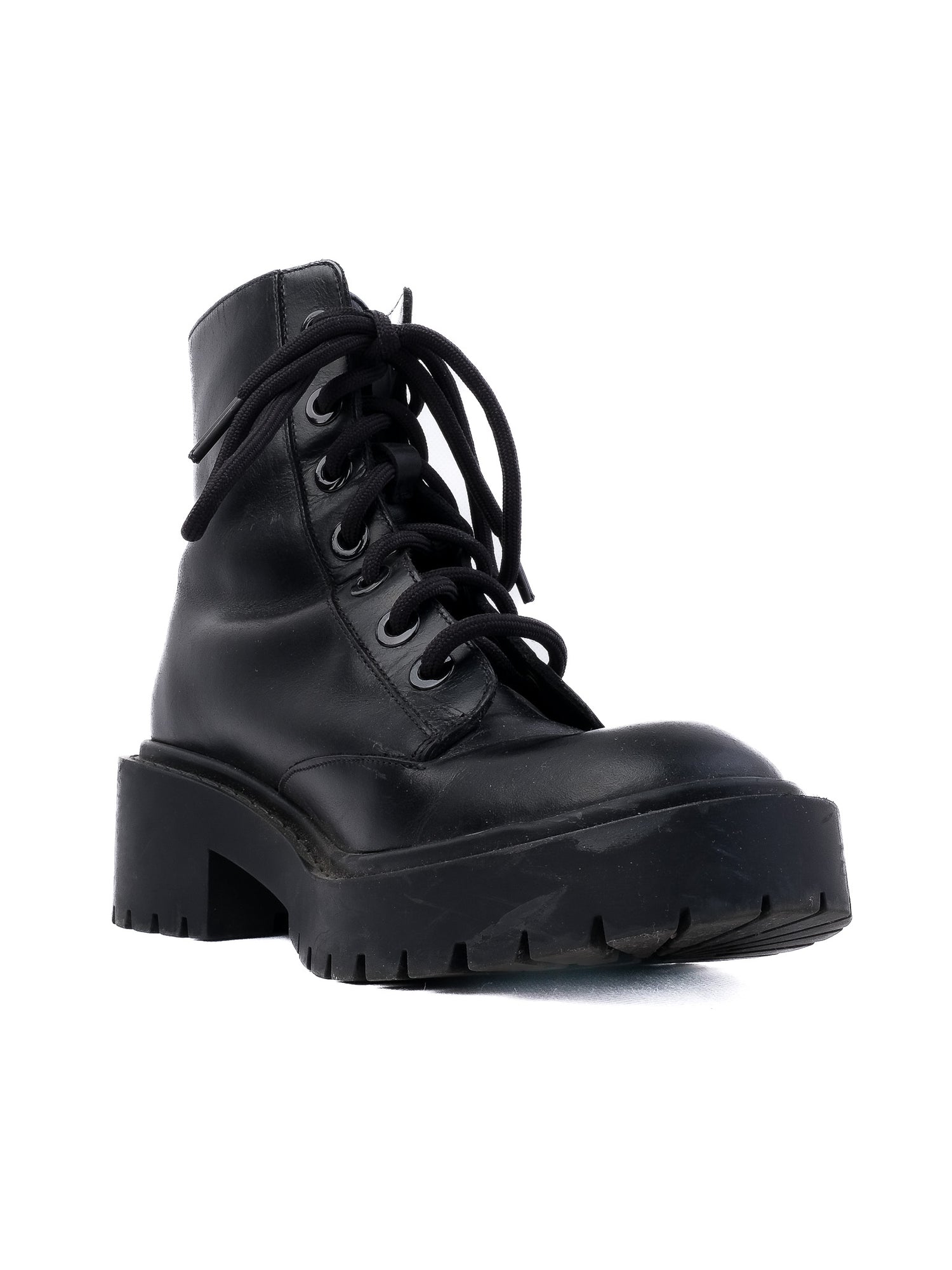 Excellent Kenzo Black Leather Lace-Up Combat Boots Size Not Specified