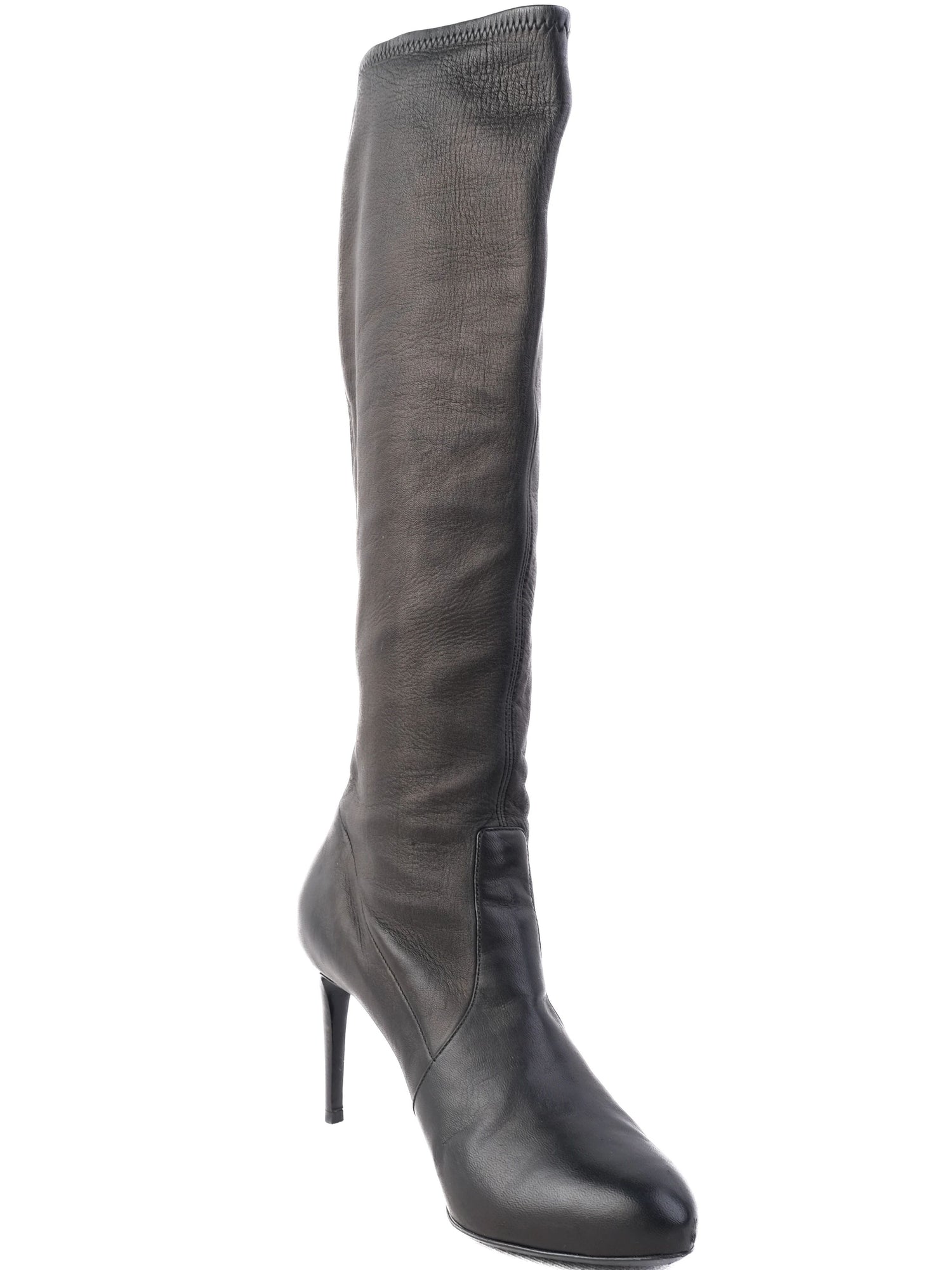 Excellent Casadei Black Leather Knee-High Stiletto Boots Size 39