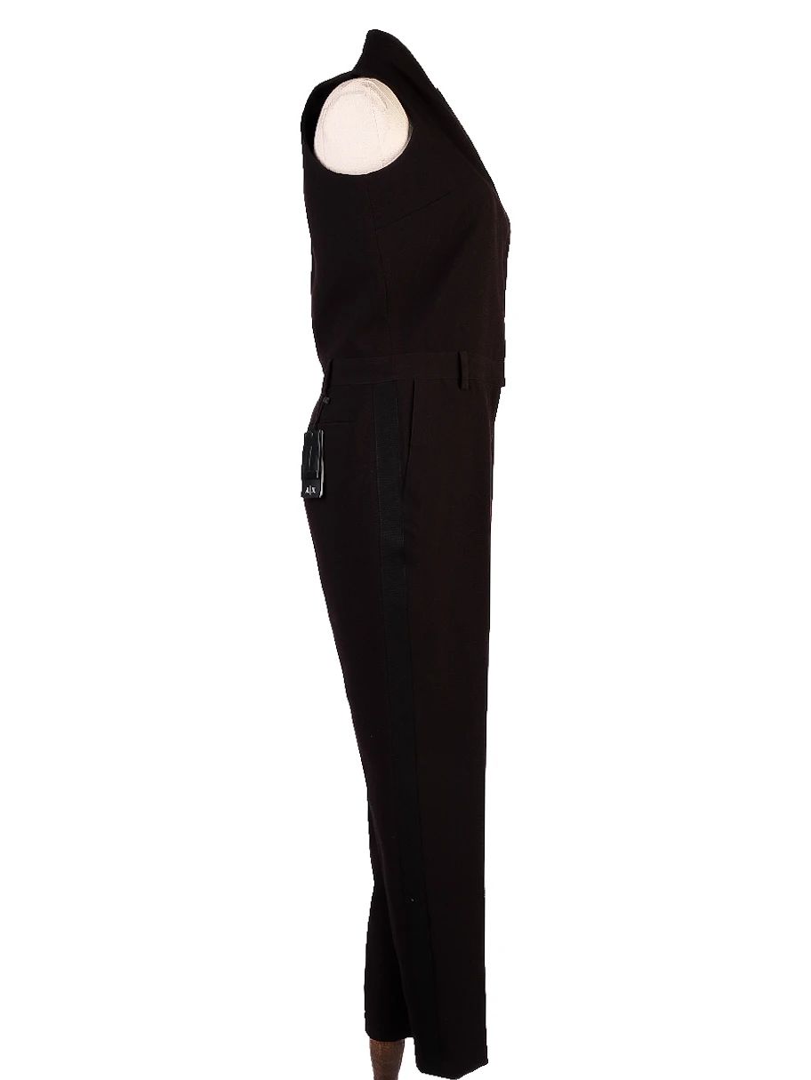 NEW Armani Exchange Black Jumpsuit Women Viscose High Collar Size