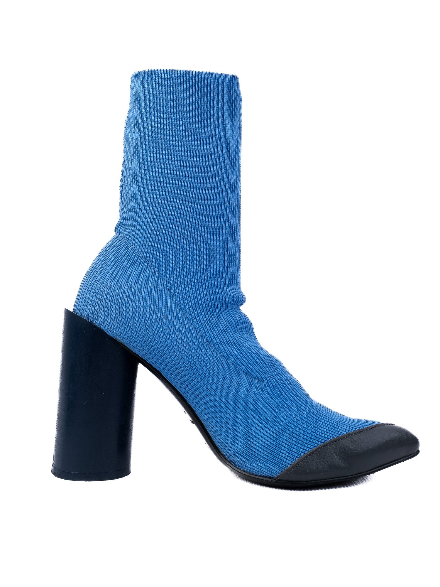 Perfect Toga Blue Textile Sock-Style Boots Size 40 with Chunky Heel