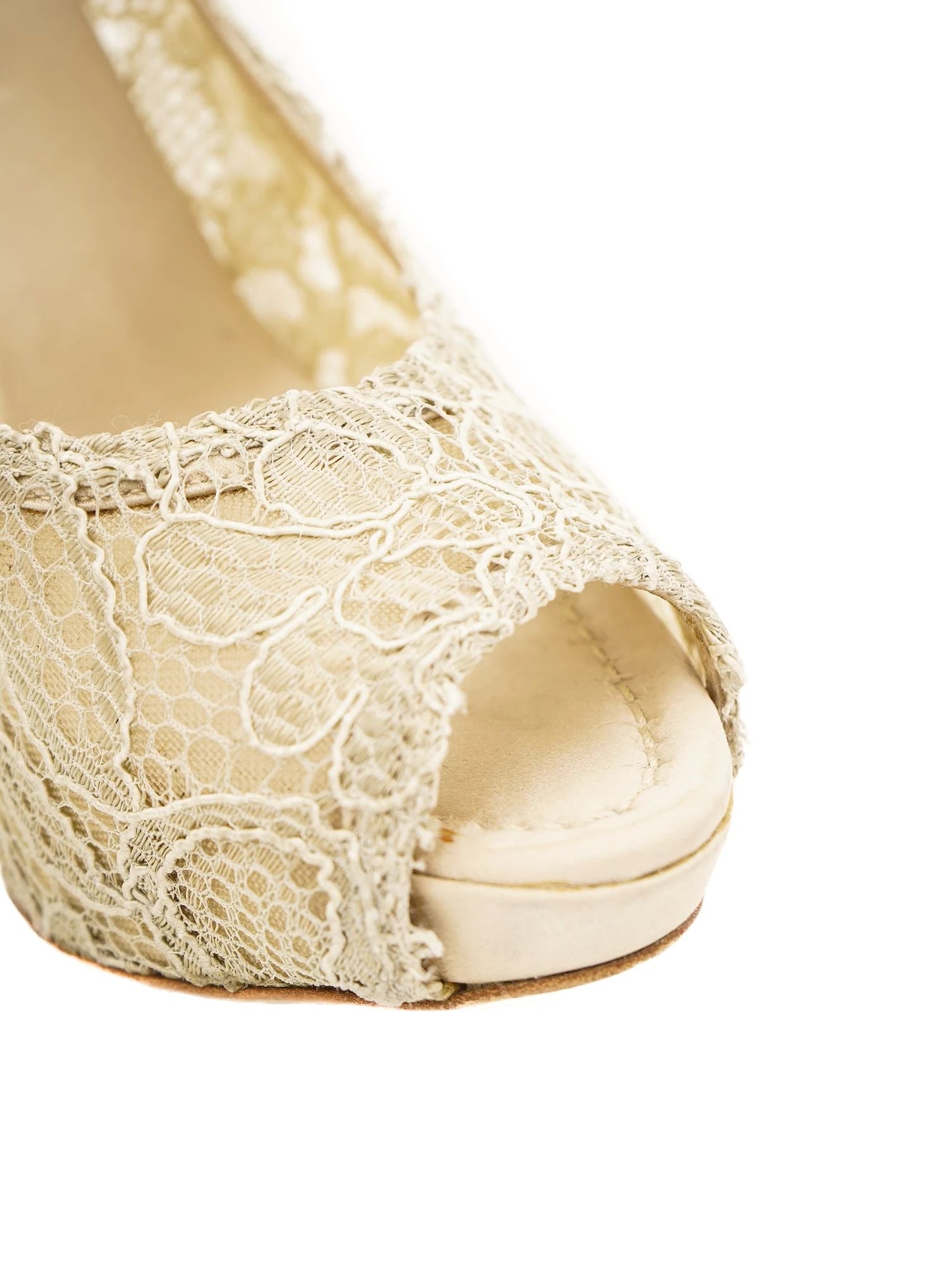 Excellent Dolce Gabbana Gray Lace High-Heeled Shoes Size 38