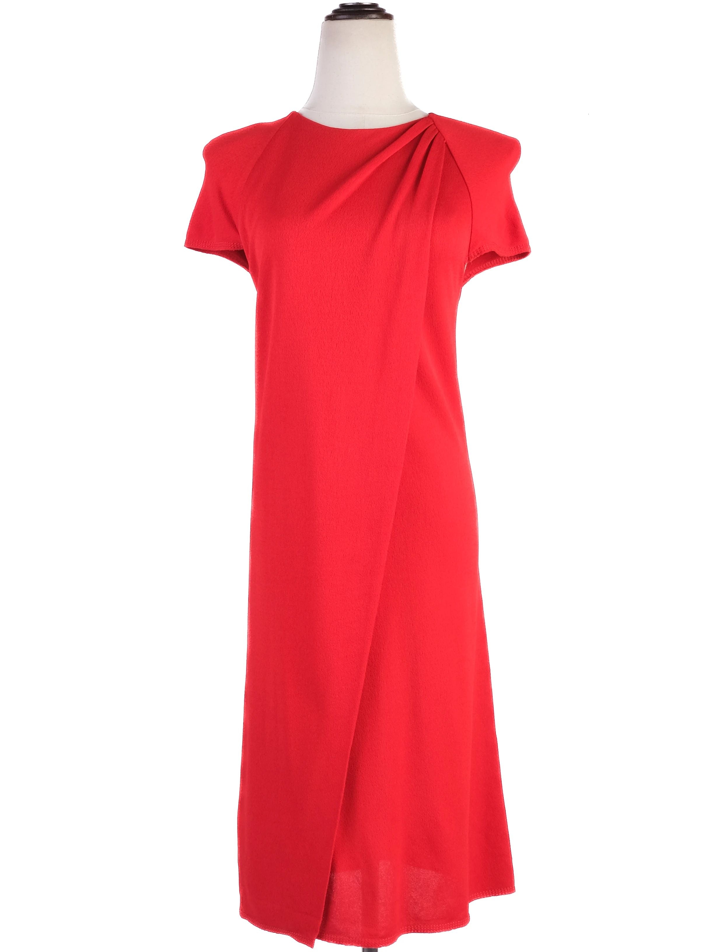 Excellent Louis Vuitton Red Viscose Dress Size XS with Zip Closure