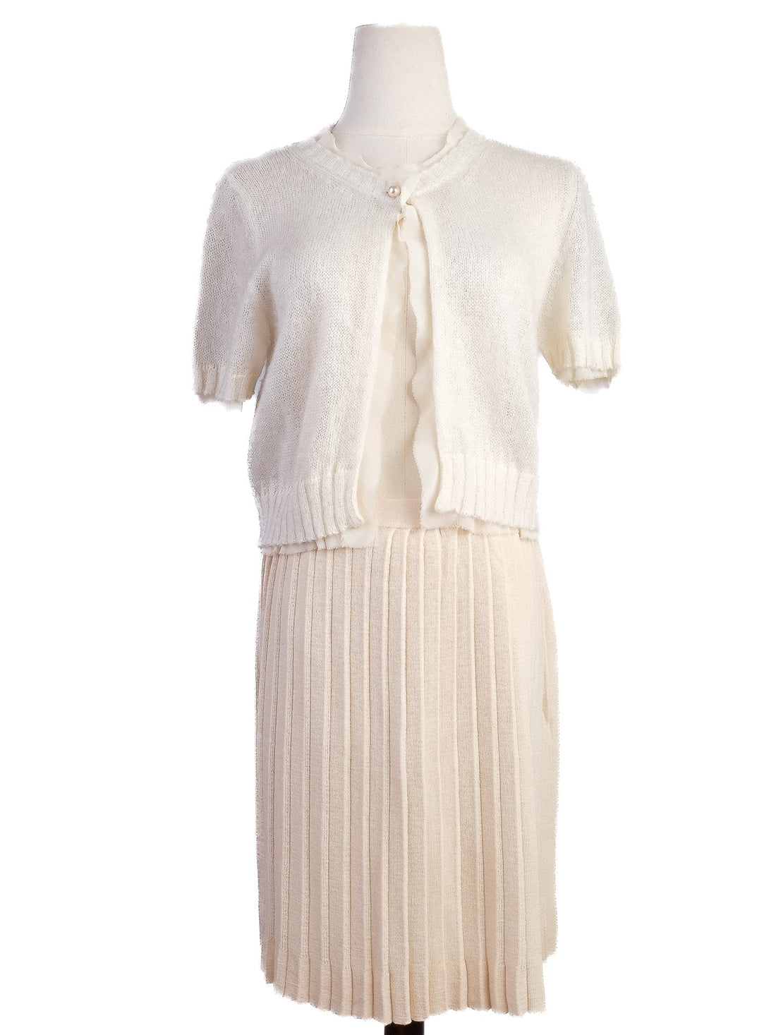 Excellent Philosophy Di Lorenzo Serafini White Wool Cardigan Set Size S