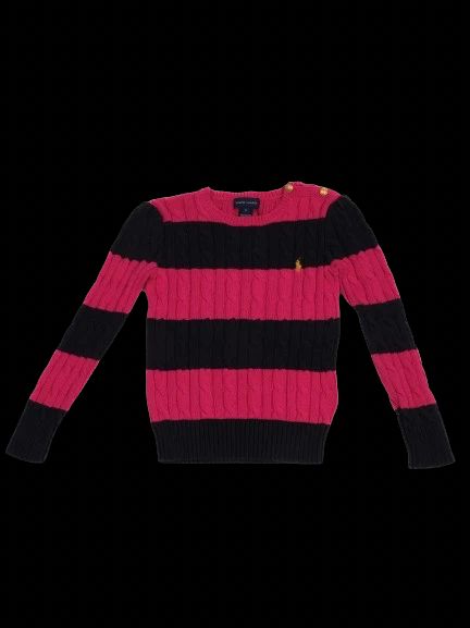Excellent Ralph Lauren Pink Cable-Knit Wool Sweater Size 6 for Kids