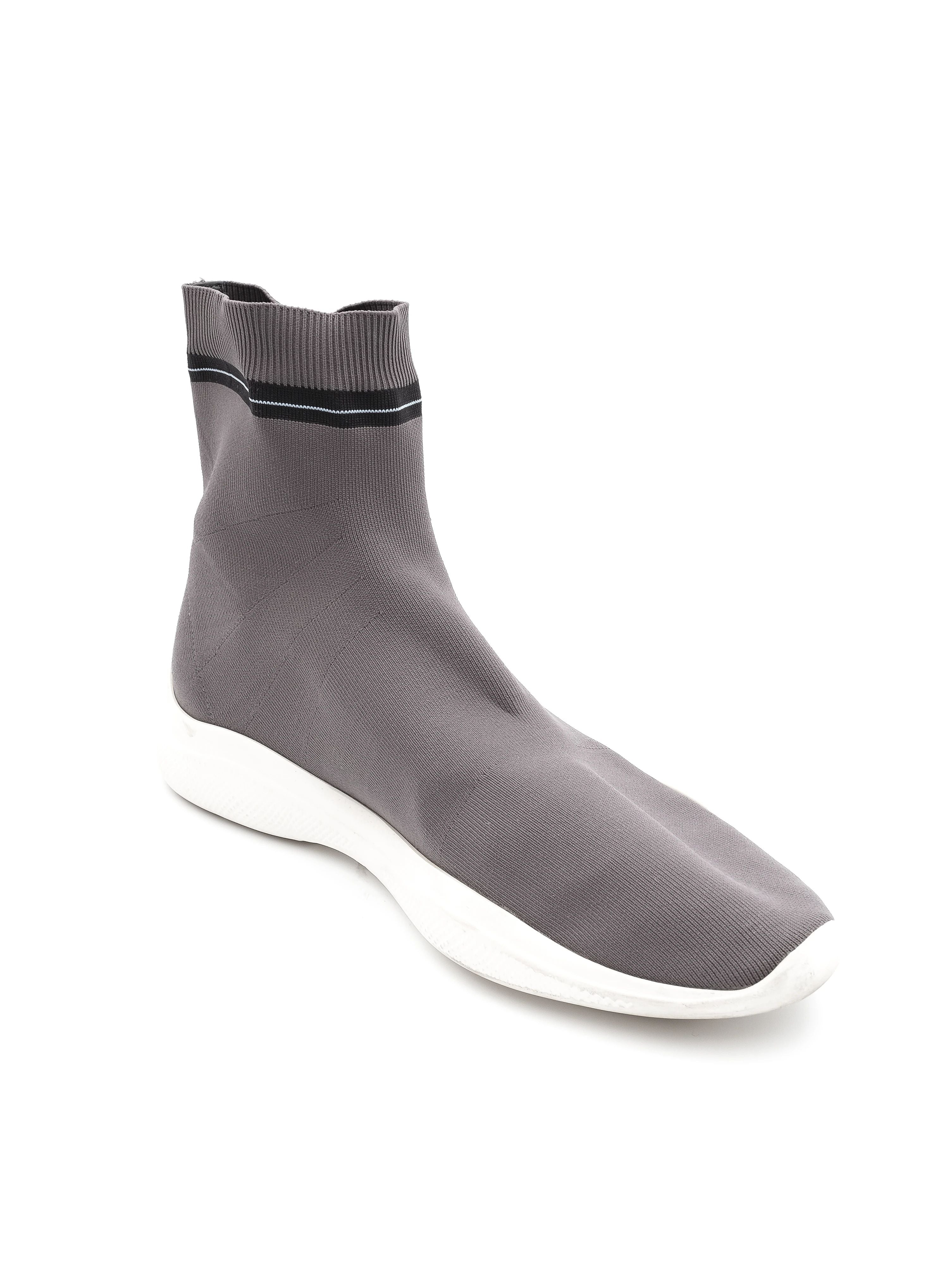 Excellent Prada Gray Sock-Style Sneakers Size 39.5 Women&