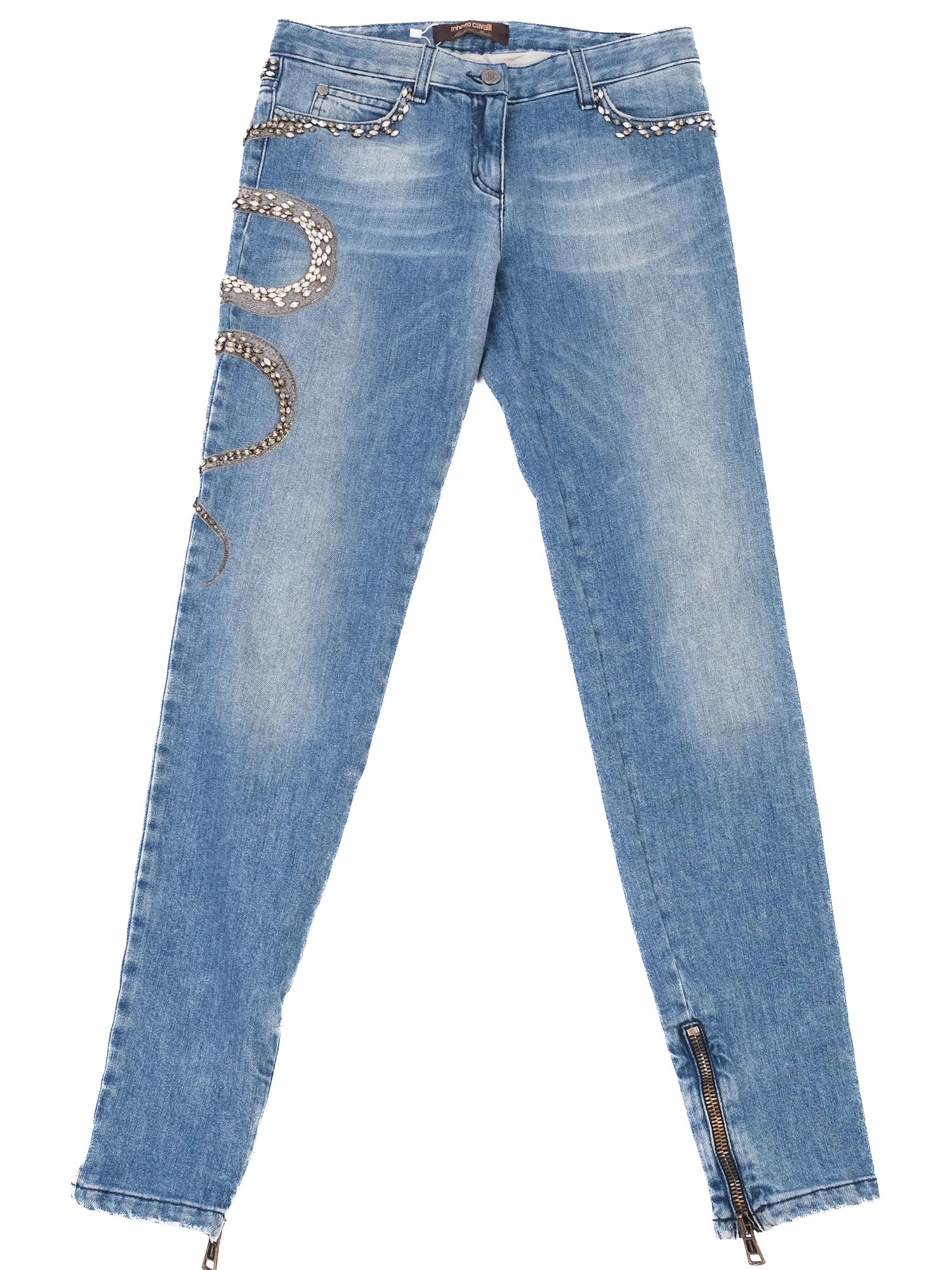 Excellent Roberto Cavalli Blue Jeans with Sequin Embellishments Size S