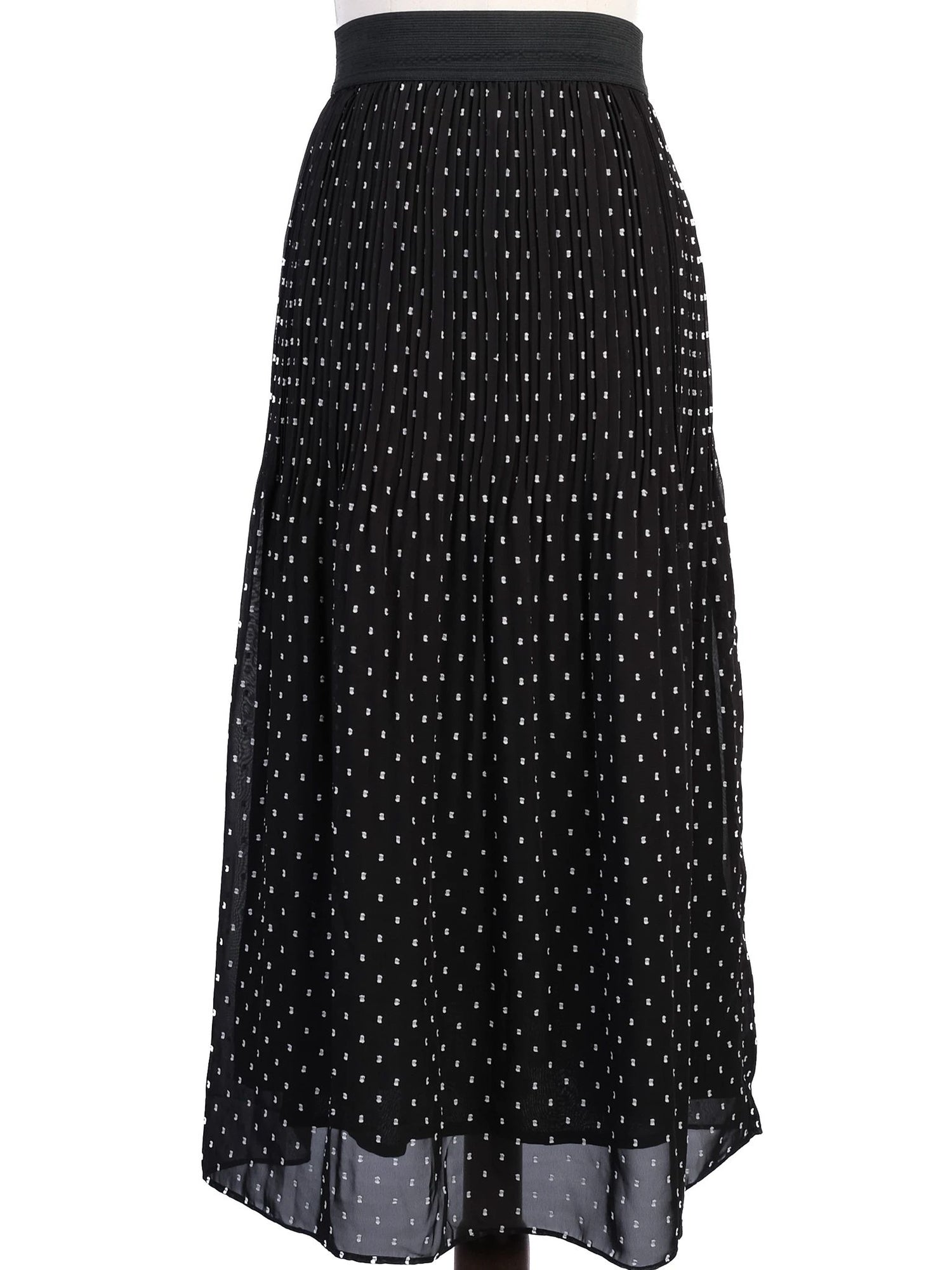 Excellent Maje Black Pleated Polka Dot Skirt Size XS
